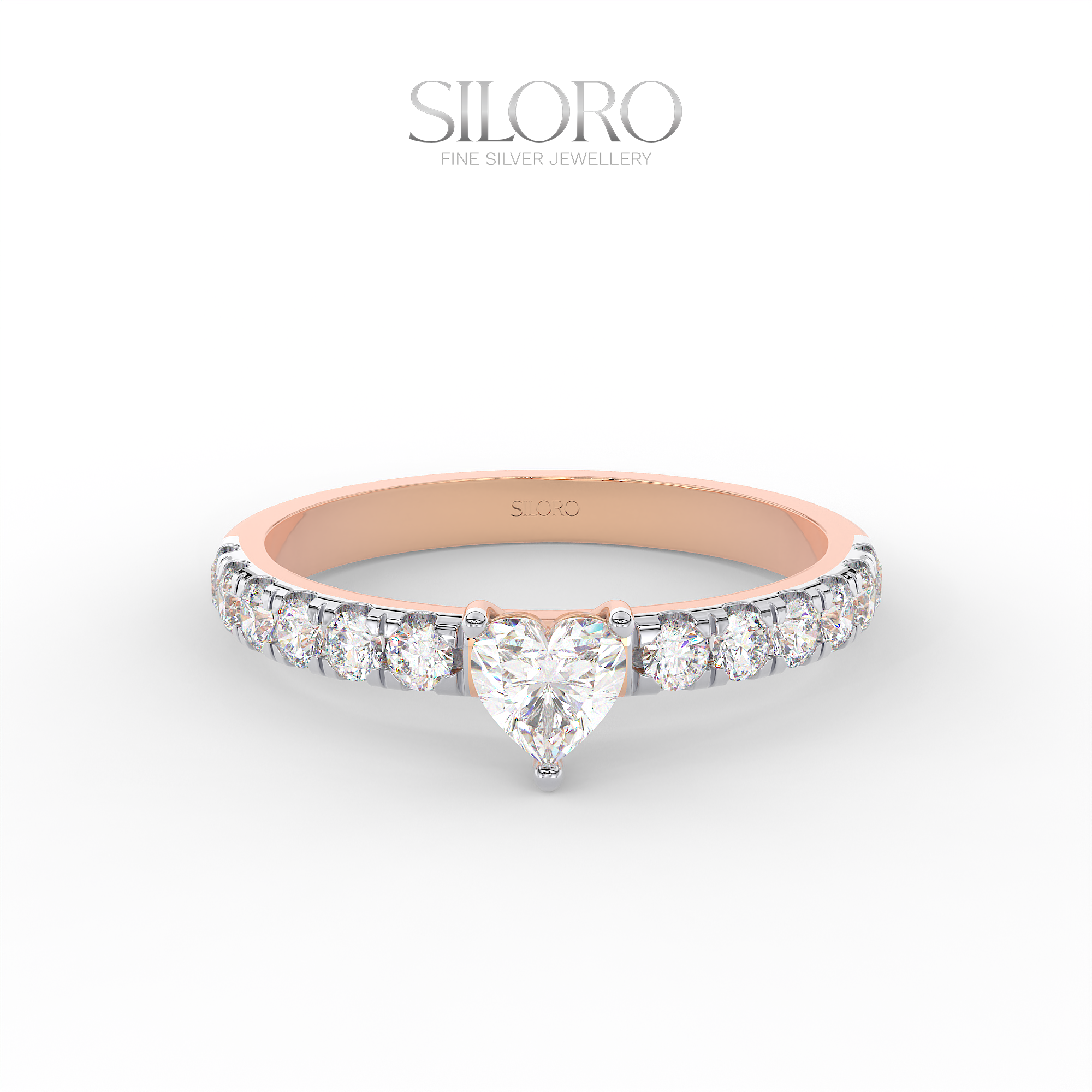 14 carat Gold Plated Silver 0.25ct Heart Shaped Diamond Moissanite Solitaire Ring