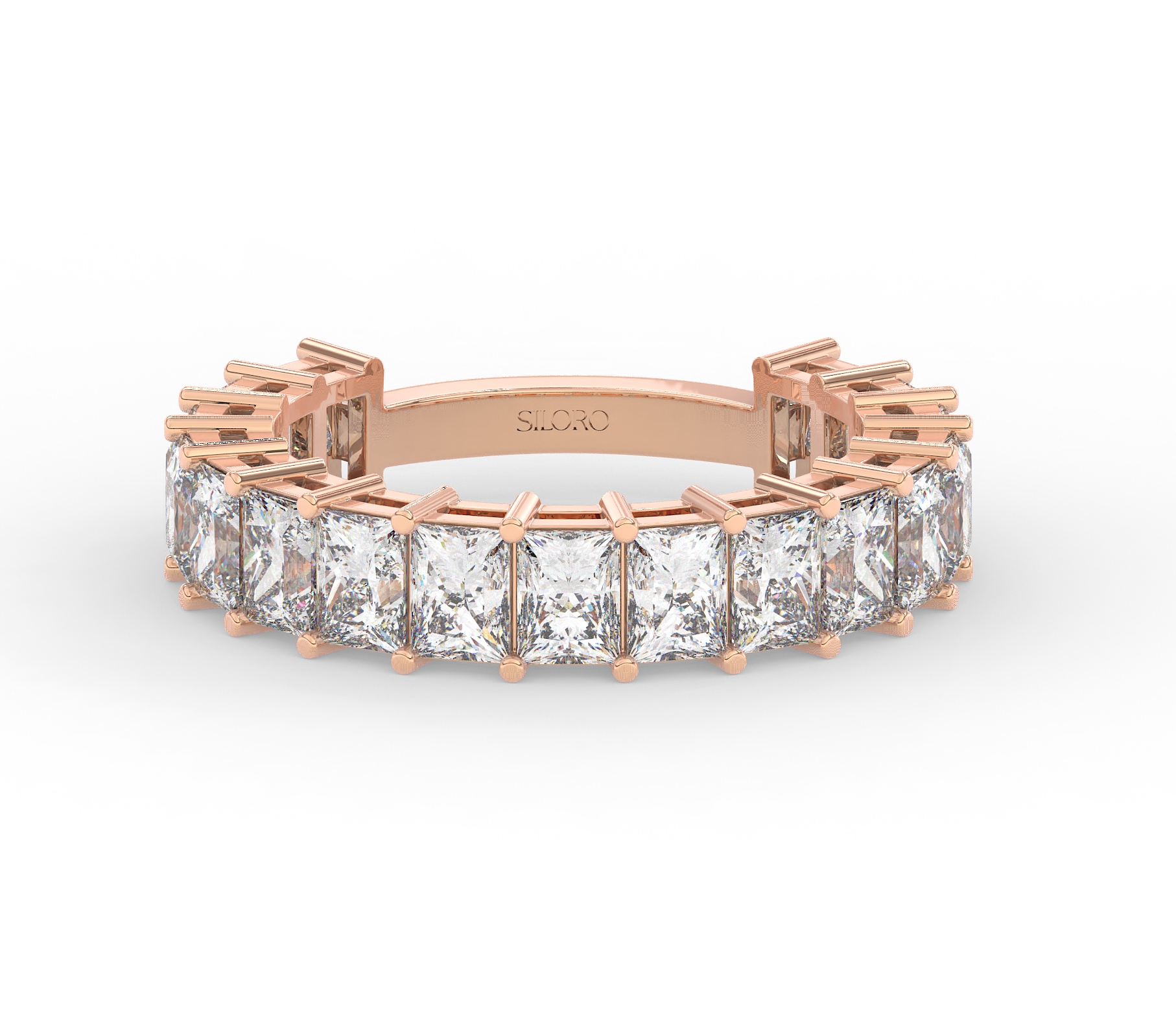 18KT Gold Plated 3.4 CT Emerald Cut half Eternity Ring