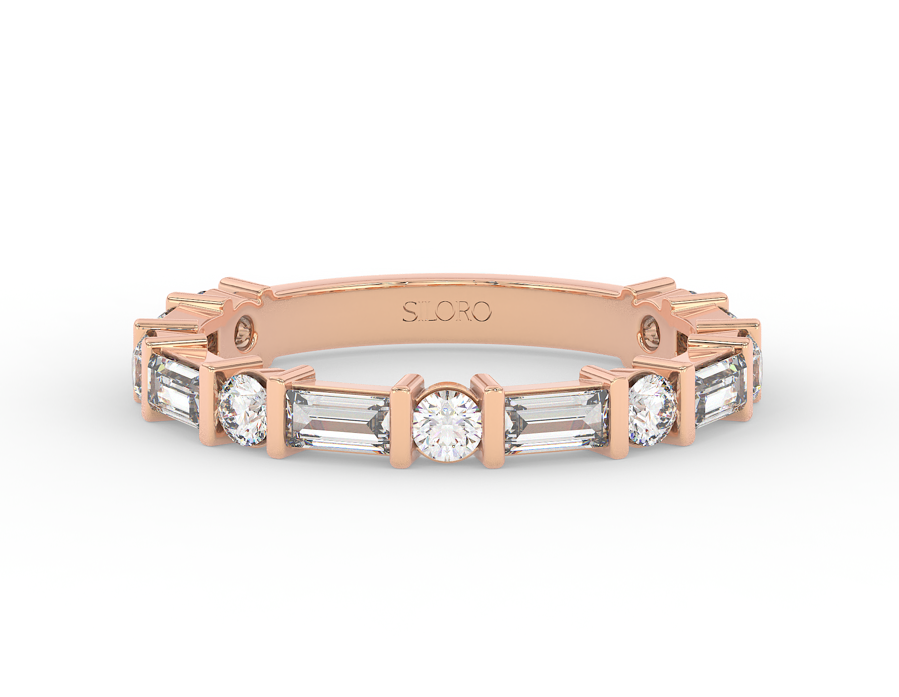 18KT Gold Plated 0.57 baguette cut diamonds and 0.46 carat round cut diamonds Ring