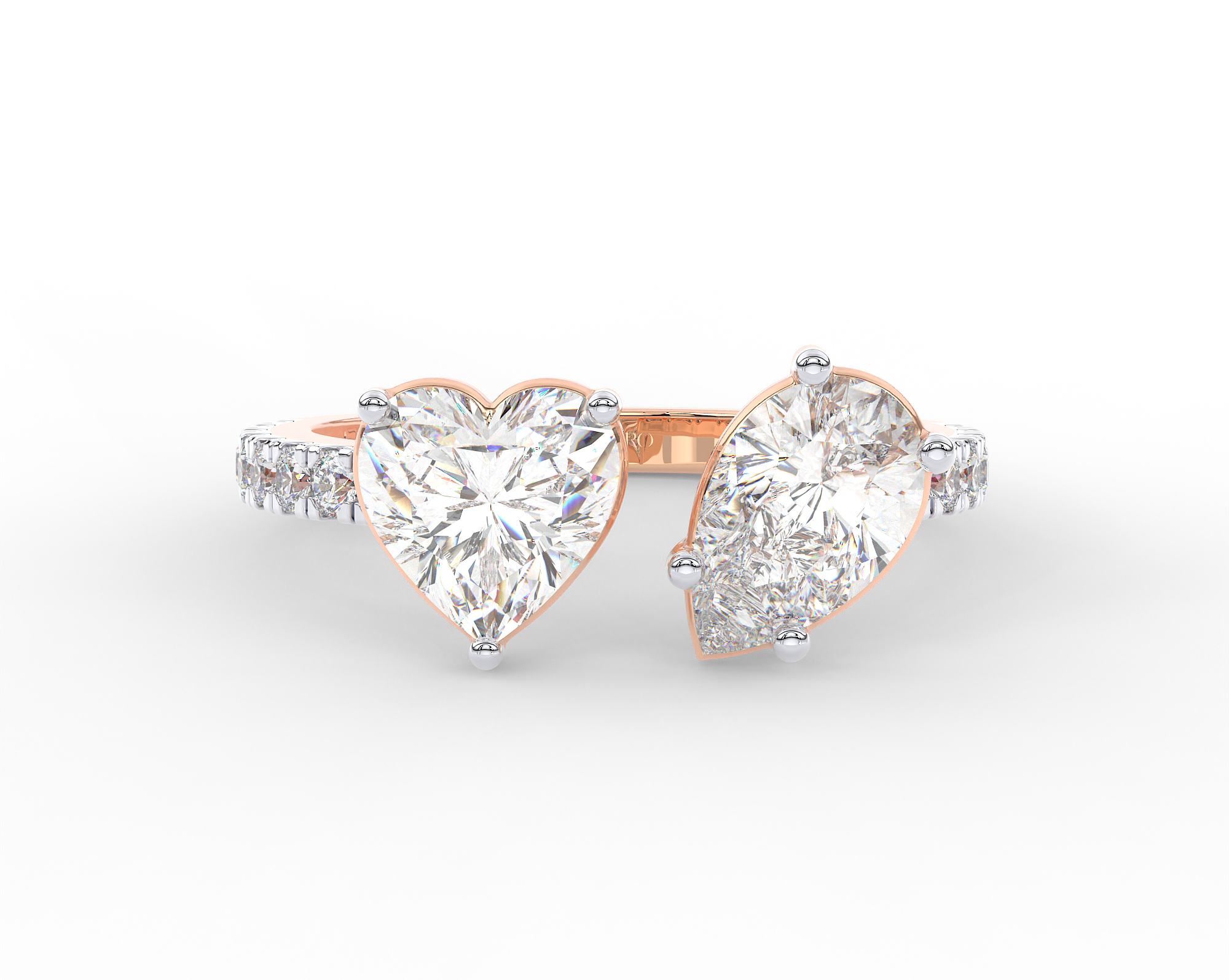18K Gold Plated Heart & Pear Toi Moi Ring