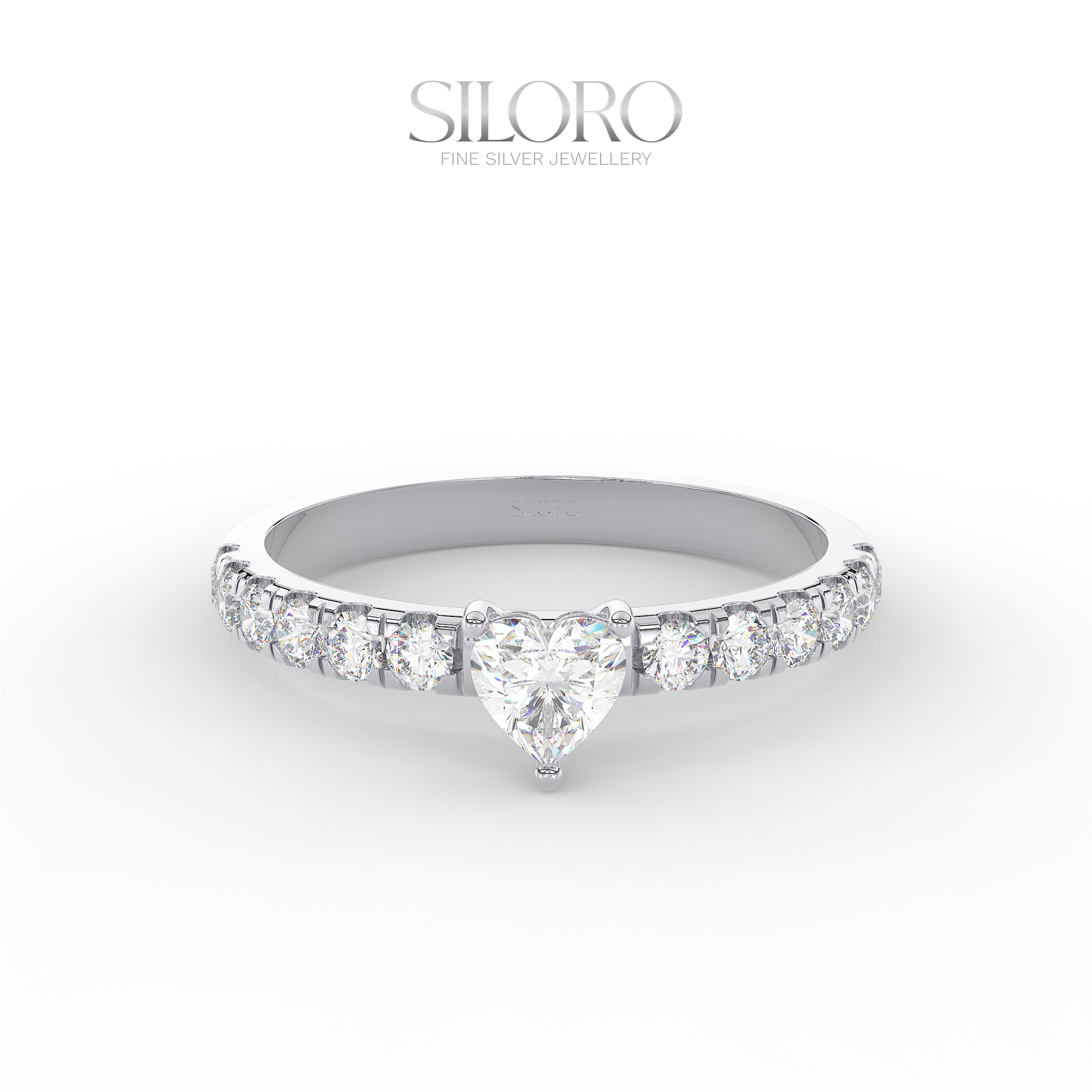 14 carat Gold Plated Silver 0.25ct Heart Shaped Diamond Moissanite Solitaire Ring