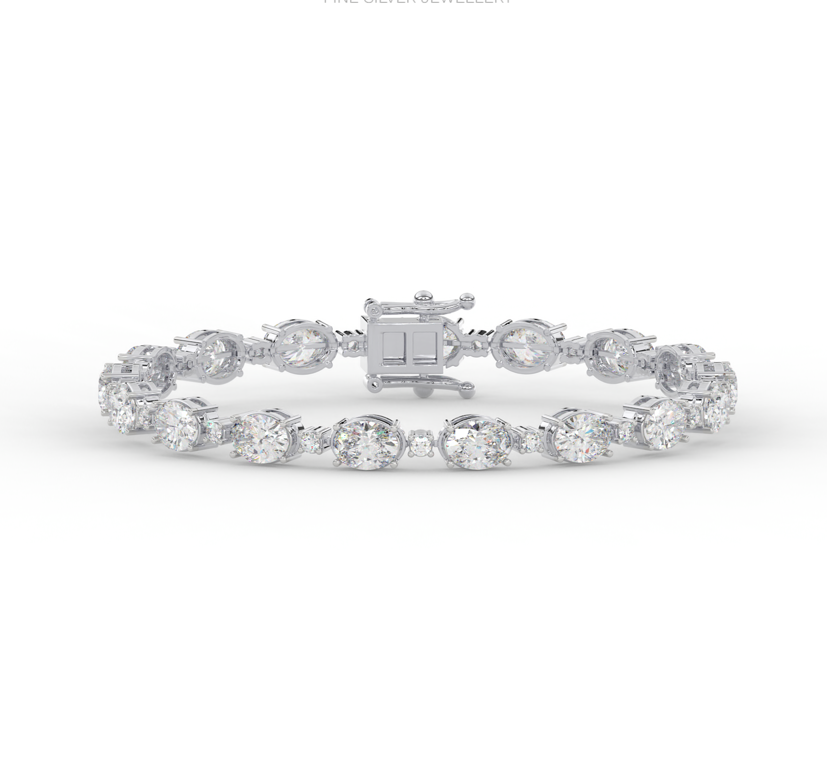 14KT Gold Plated Classic Oval and Round Diamond Bracelet