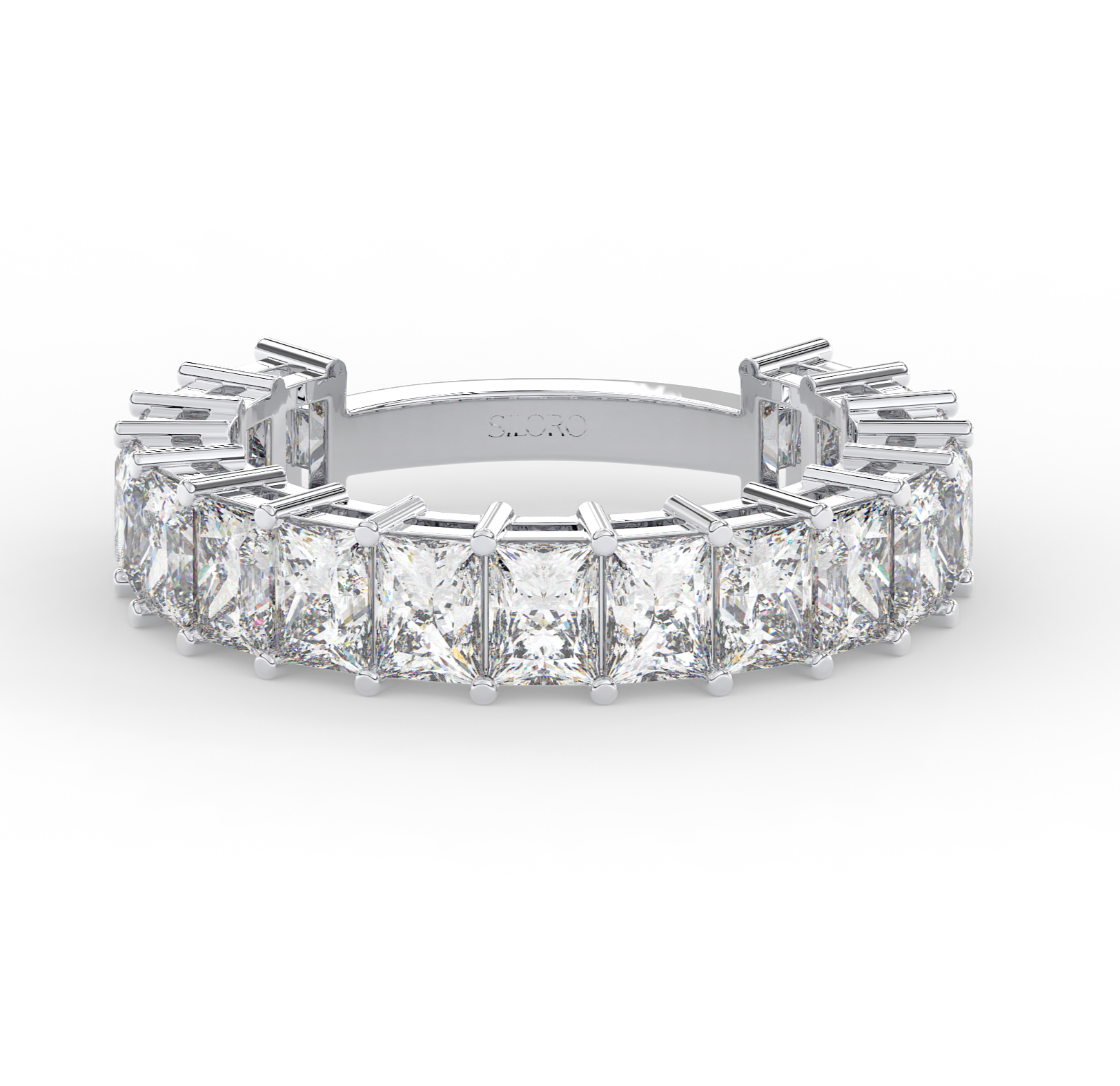 18KT Gold Plated 3.4 CT Emerald Cut half Eternity Ring