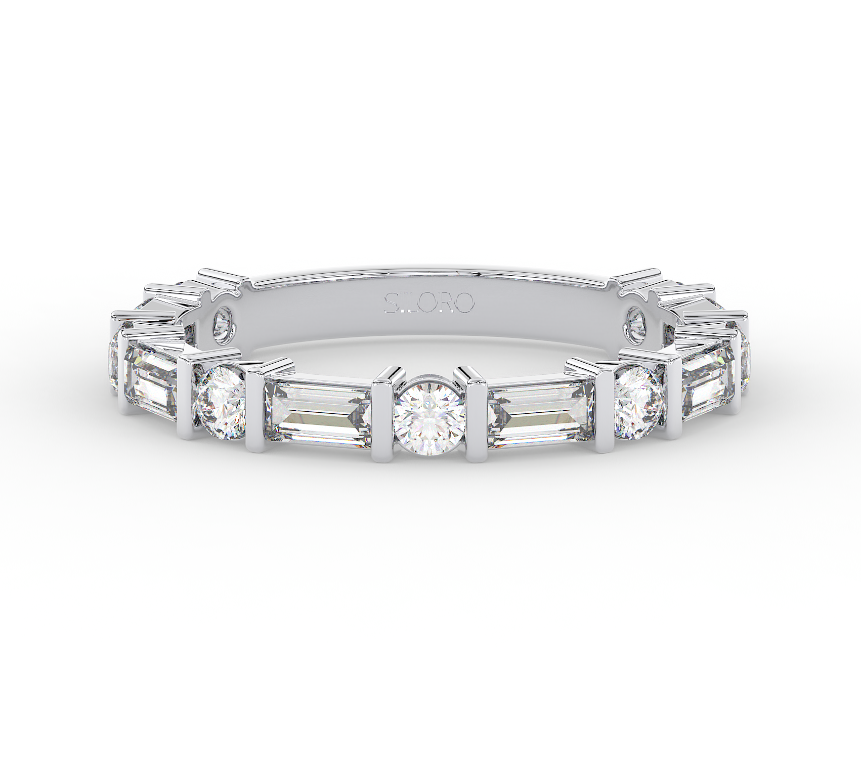 18KT Gold Plated 0.57 baguette cut diamonds and 0.46 carat round cut diamonds Ring