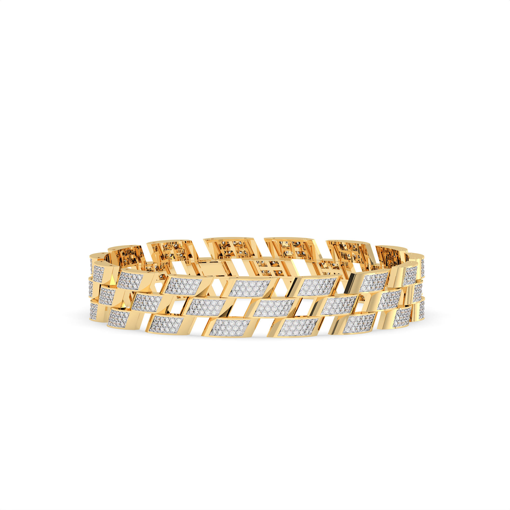 18KT Gold Plated Nova Brick Pave Bracelet