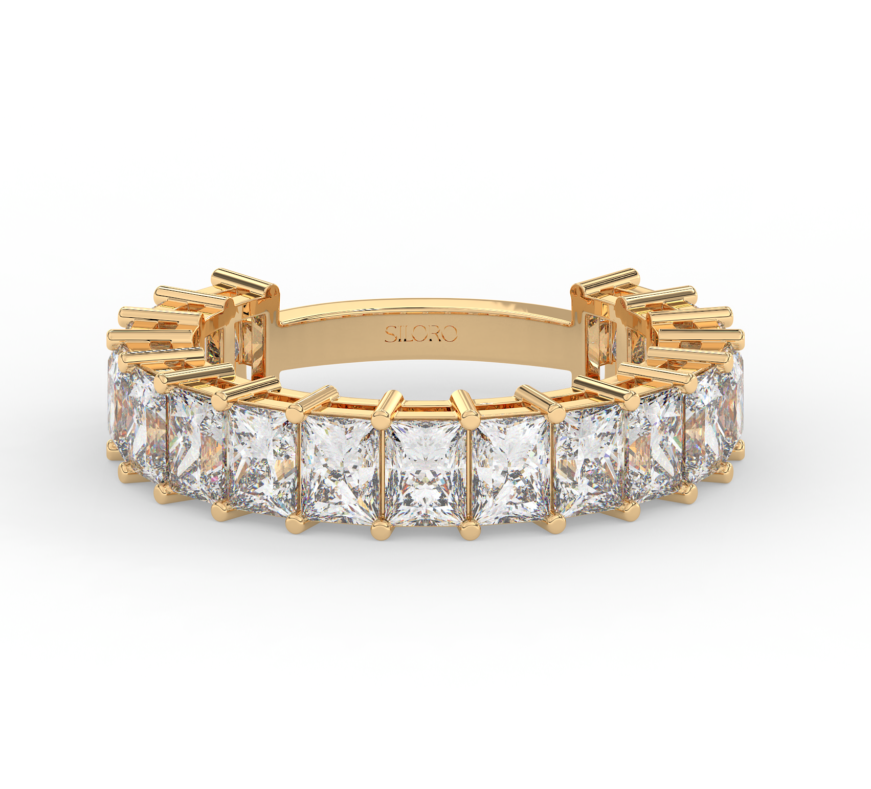 18KT Gold Plated 3.4 CT Emerald Cut half Eternity Ring