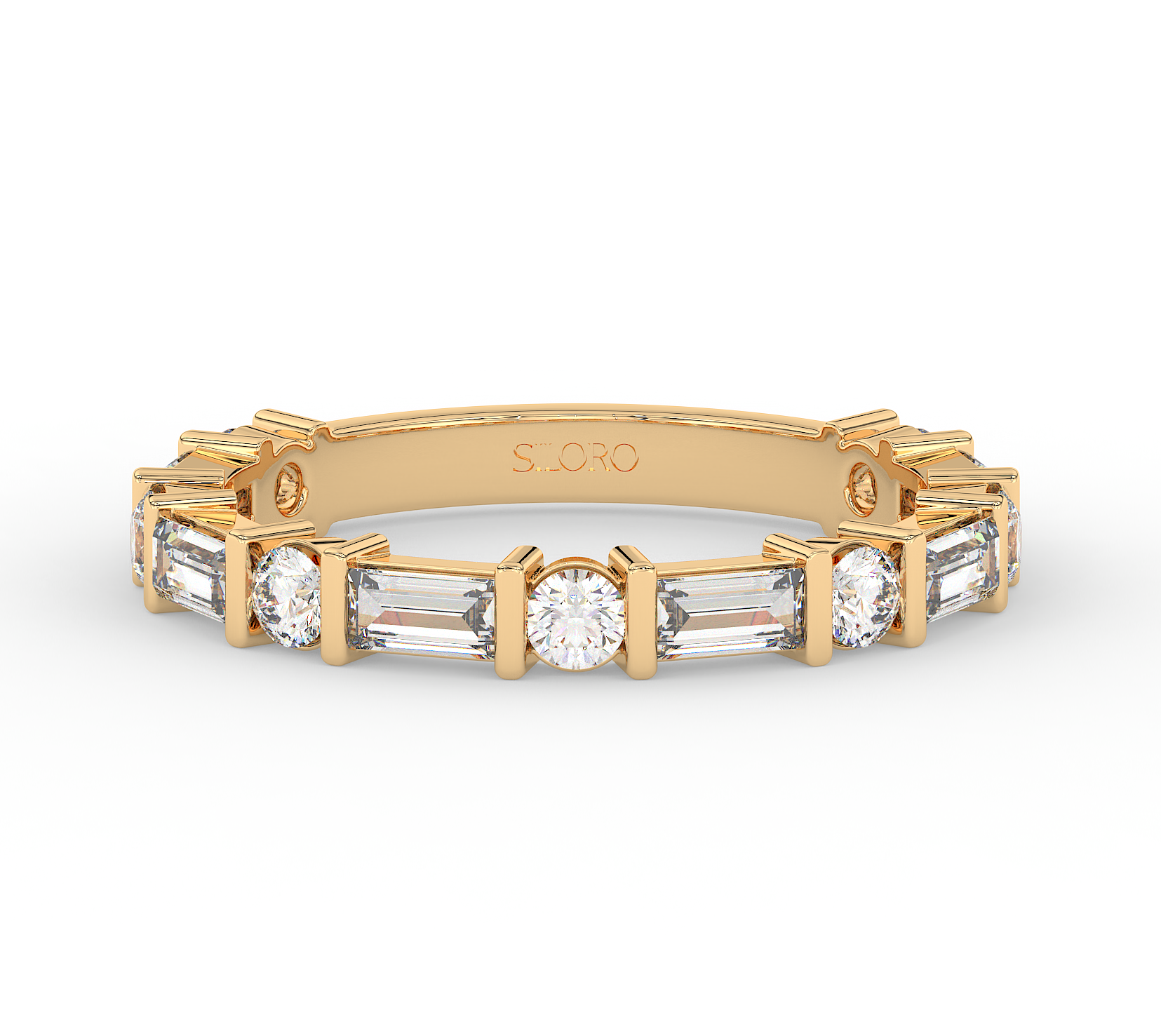 18KT Gold Plated 0.57 baguette cut diamonds and 0.46 carat round cut diamonds Ring