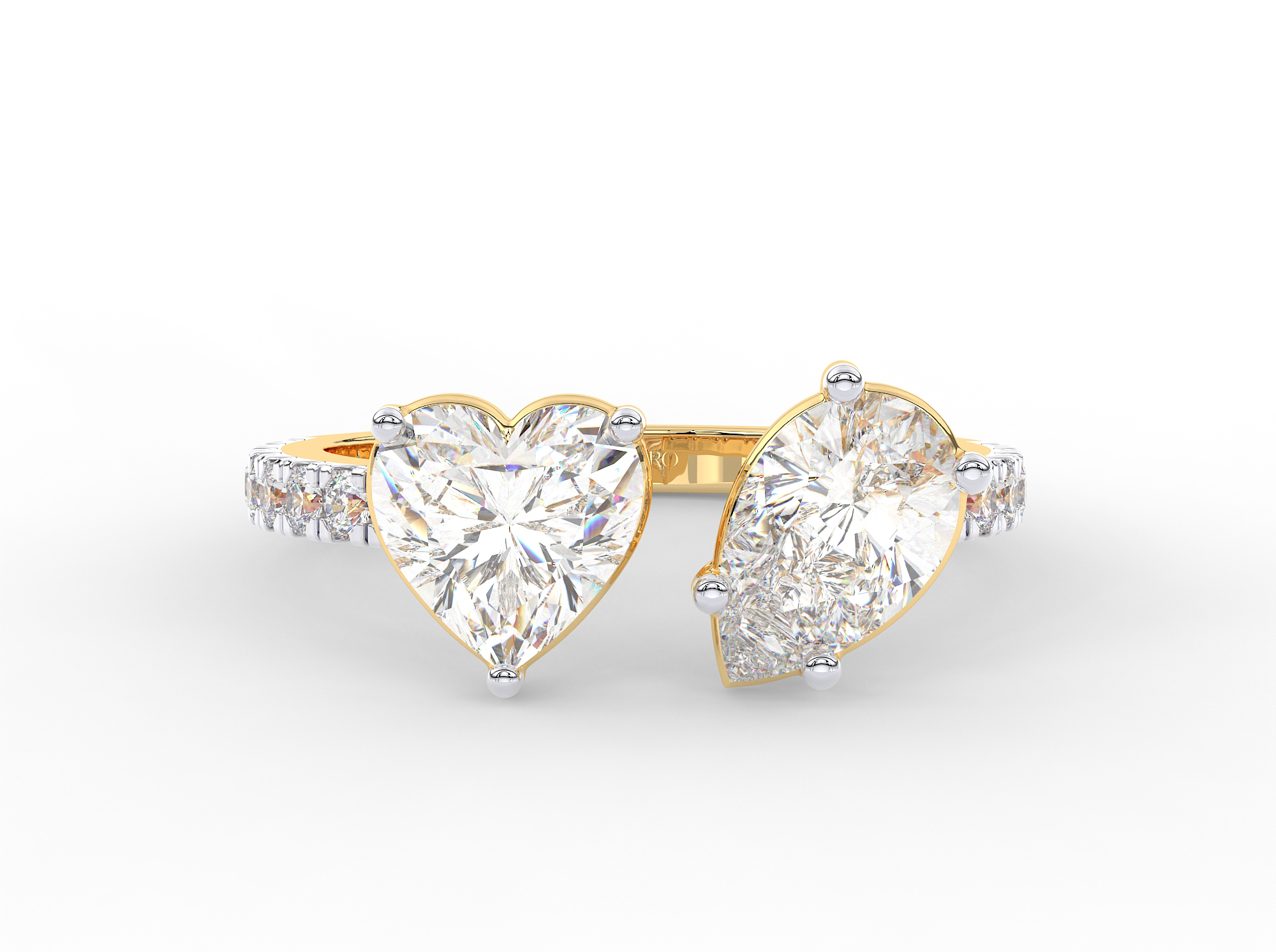 18K Gold Plated Heart & Pear Toi Moi Ring