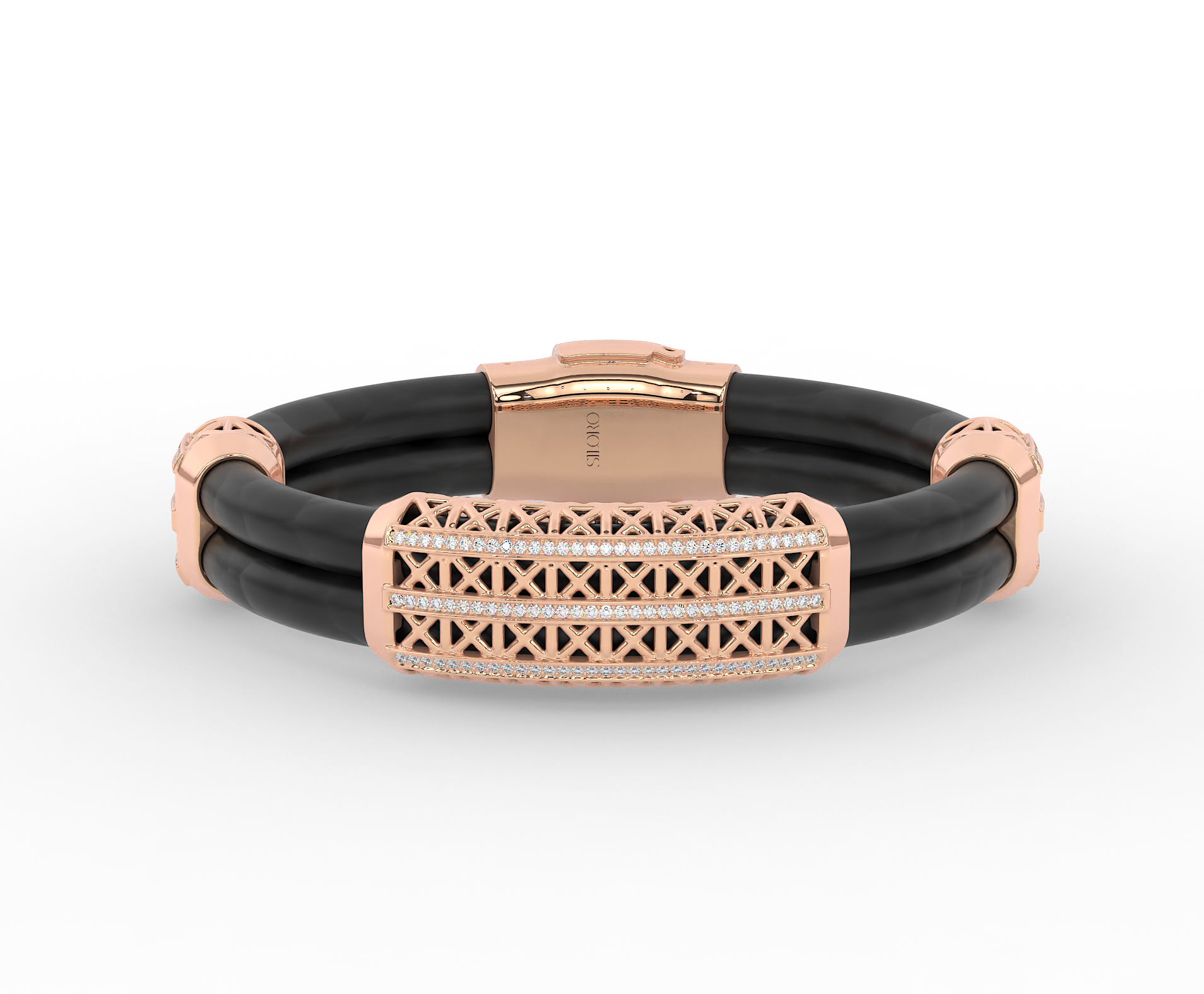 18KT Gold Plated black silicone band moissanite Diamond Lattice Bracelet