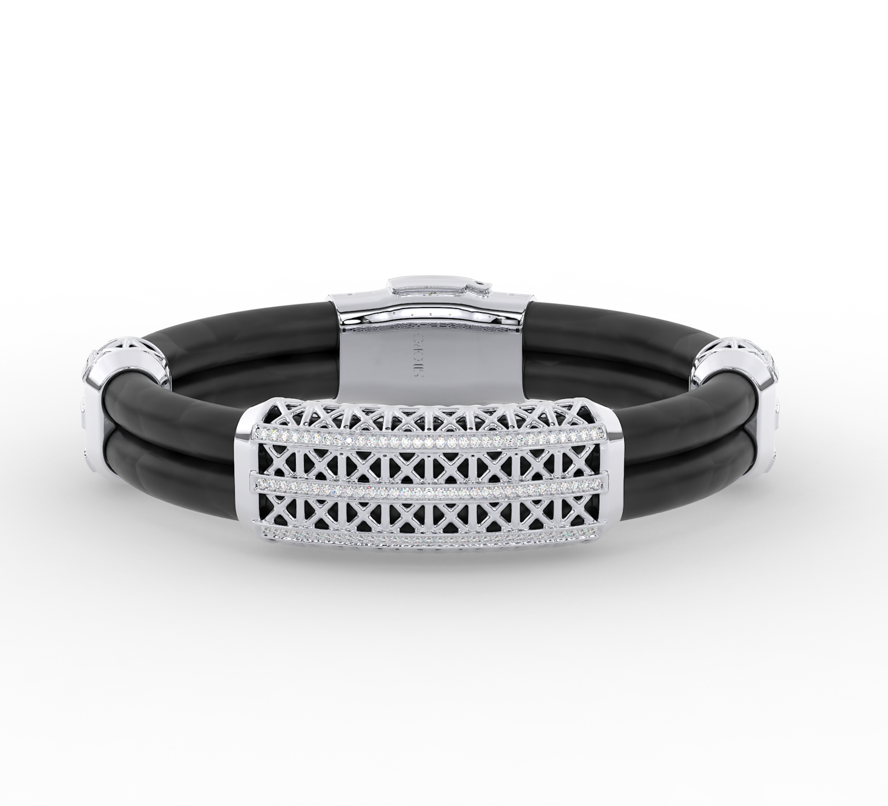 18KT Gold Plated black silicone band moissanite Diamond Lattice Bracelet