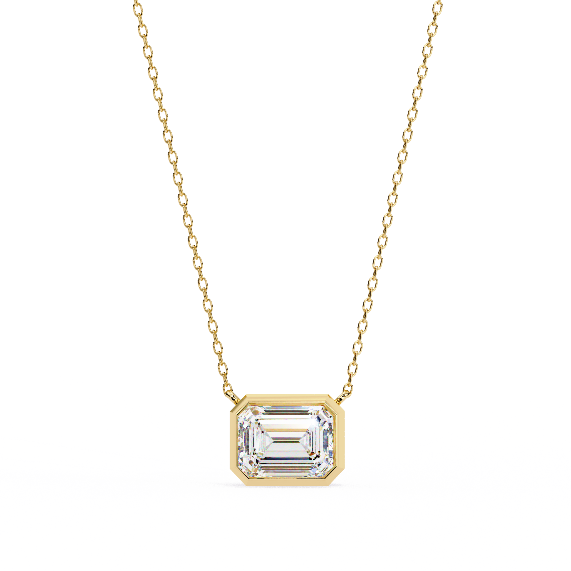 14k Gold plated moissanite emerald cut Diamond pandent with chain
