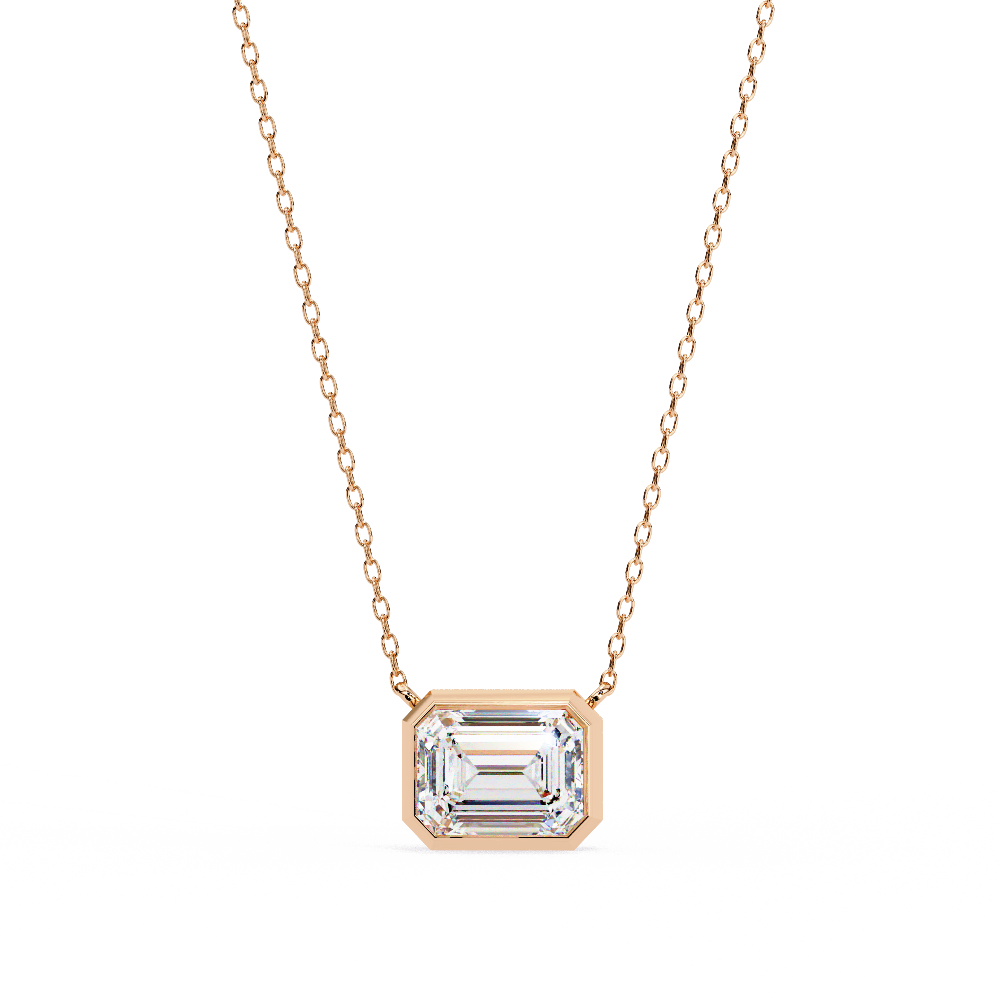 14k Gold plated moissanite emerald cut Diamond pandent with chain