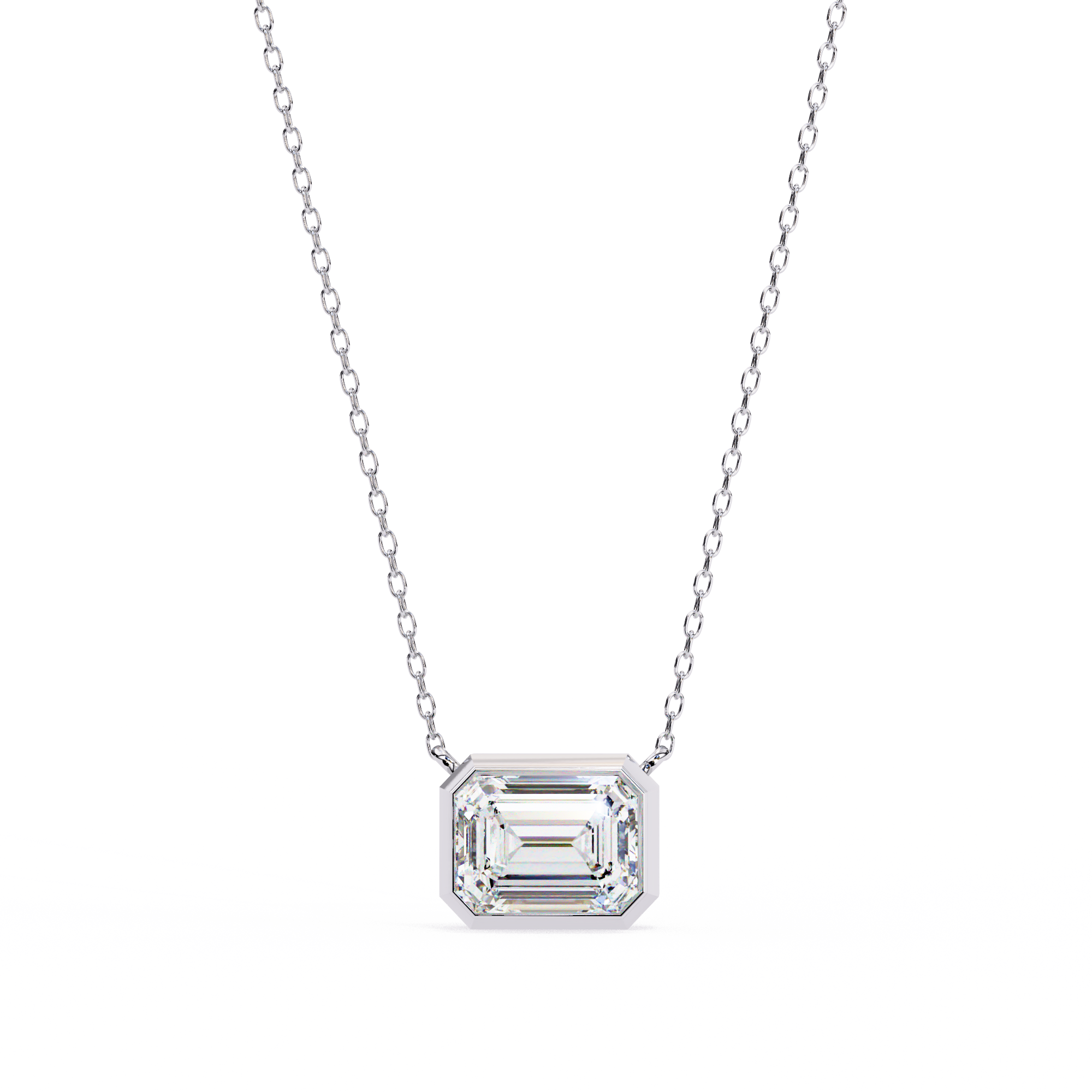 14k Gold plated moissanite emerald cut Diamond pandent with chain