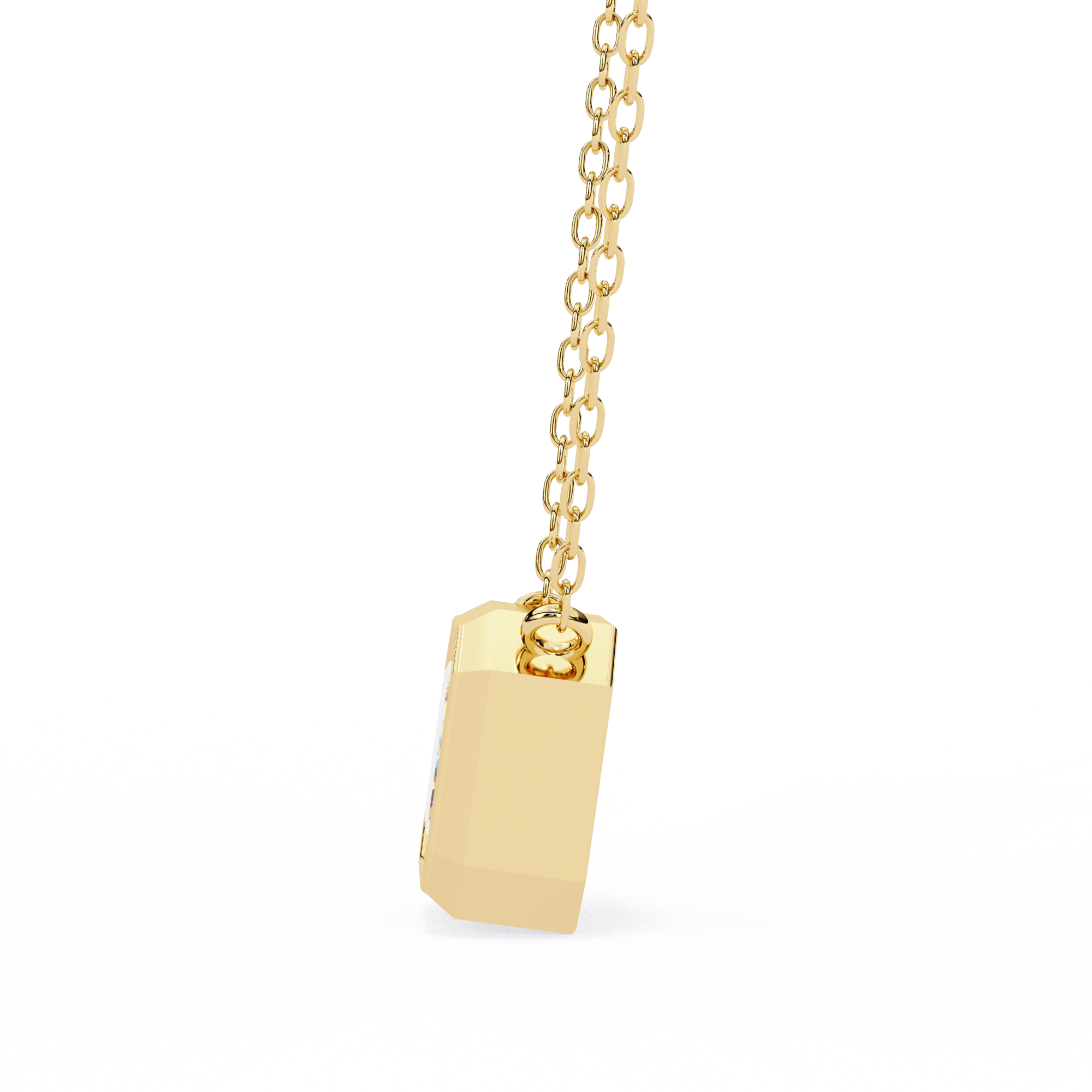 14k Gold plated moissanite emerald cut Diamond pandent with chain