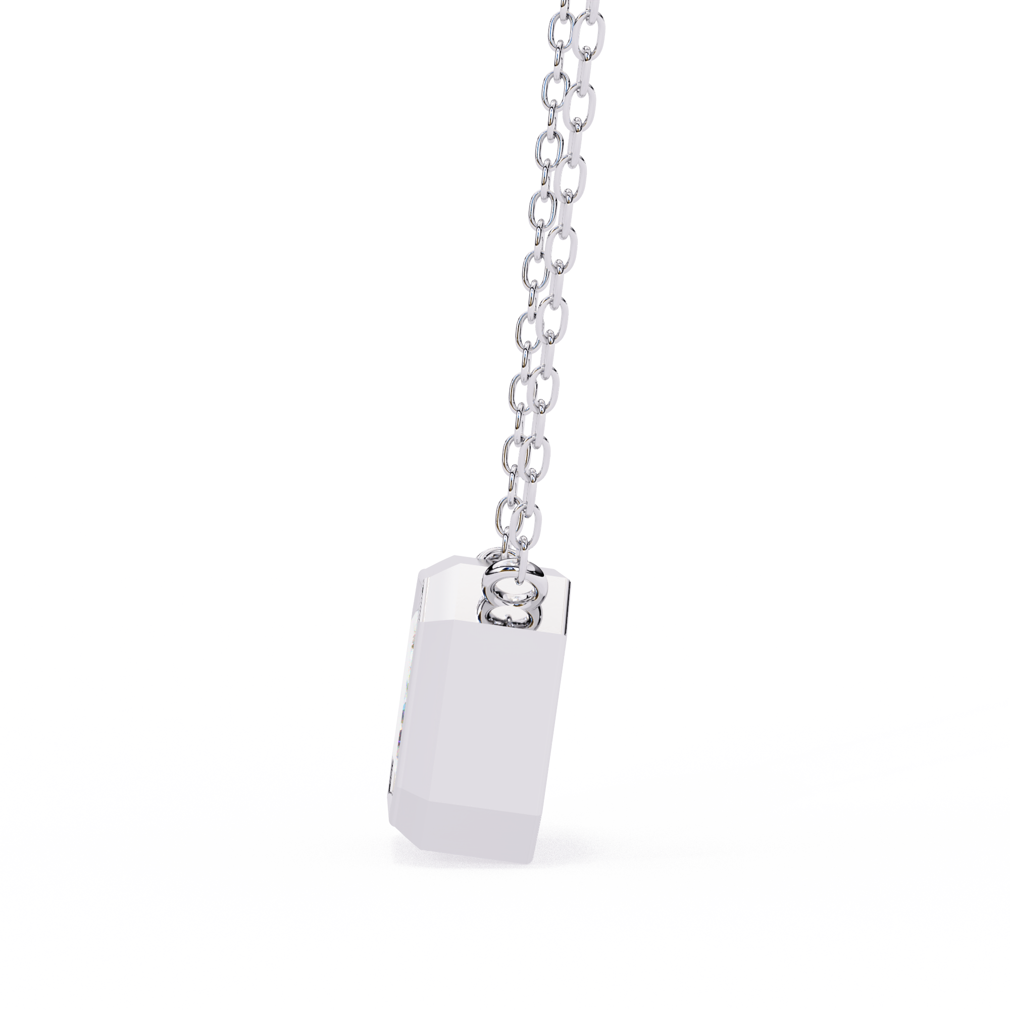 14k Gold plated moissanite emerald cut Diamond pandent with chain