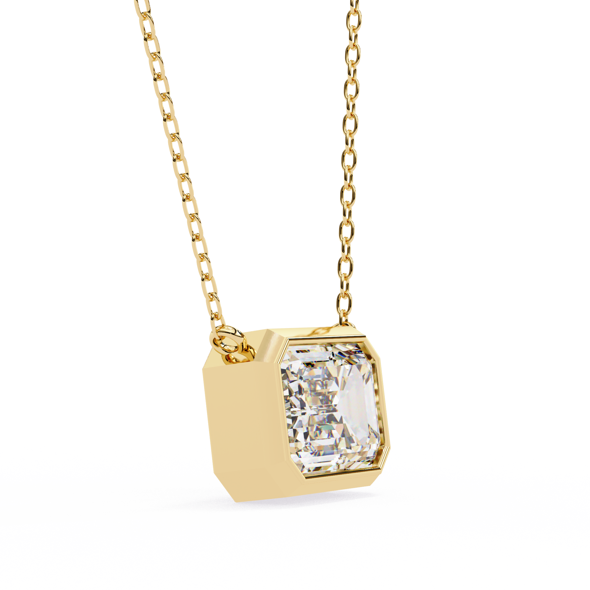14k Gold plated moissanite emerald cut Diamond pandent with chain