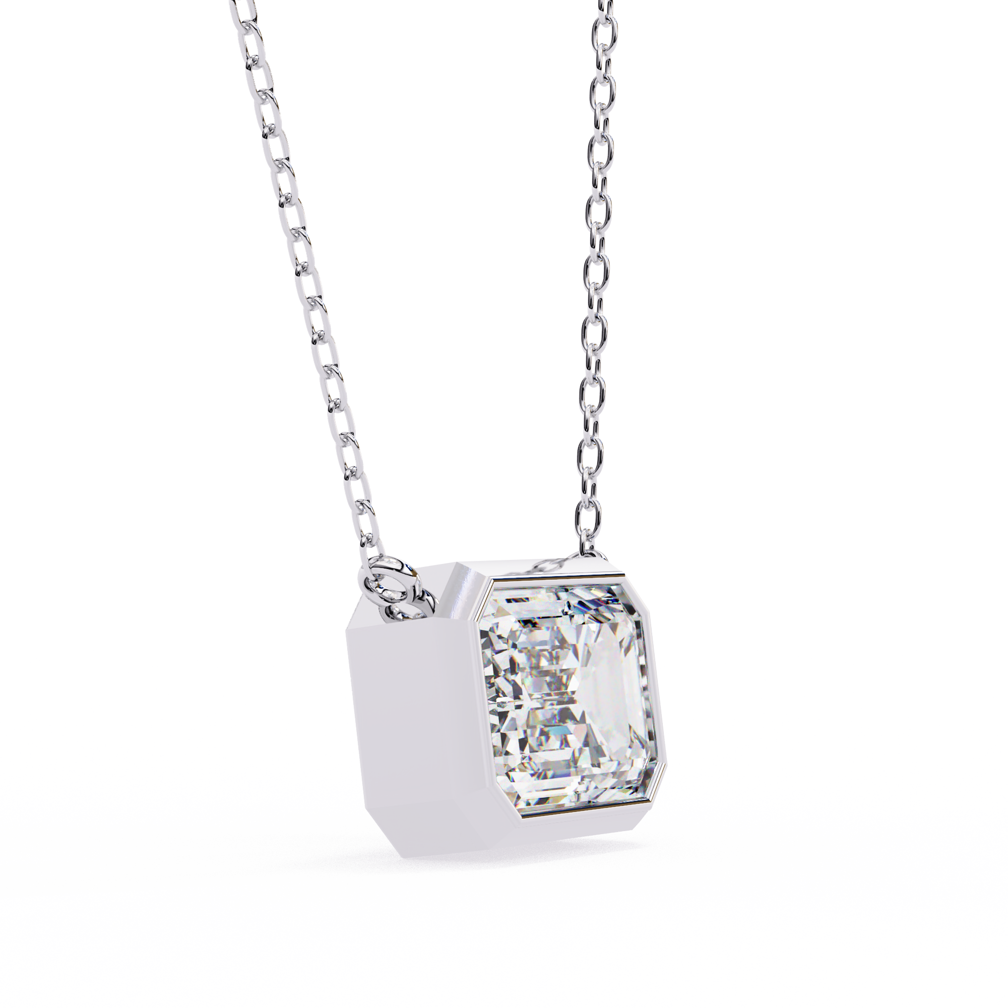 14k Gold plated moissanite emerald cut Diamond pandent with chain