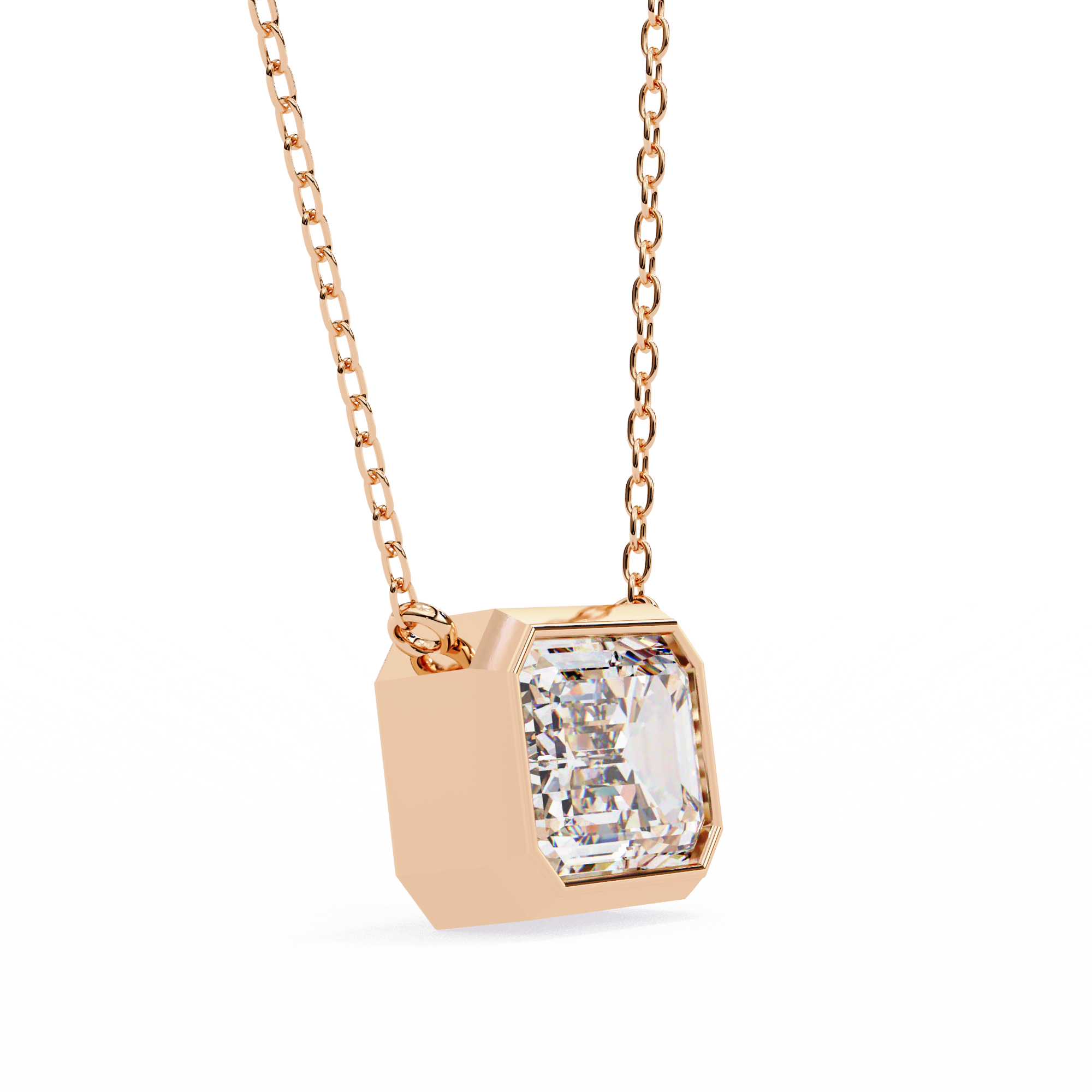 14k Gold plated moissanite emerald cut Diamond pandent with chain