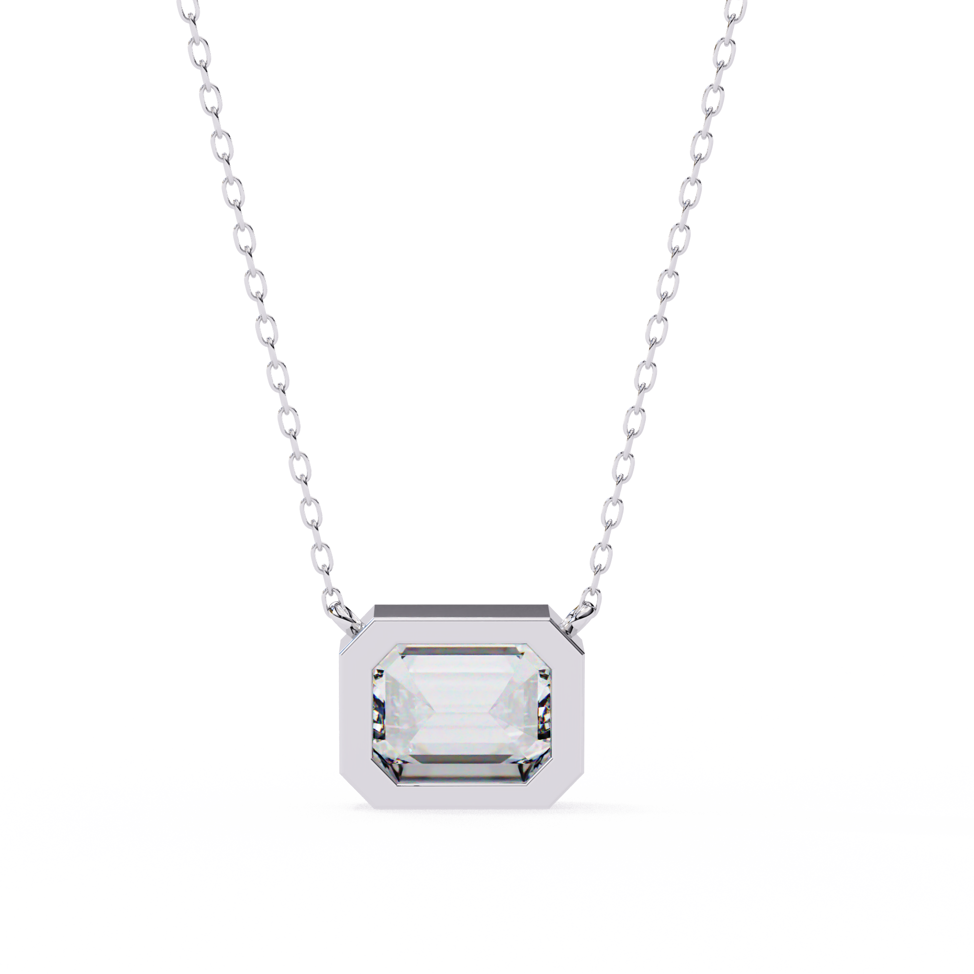 14k Gold plated moissanite emerald cut Diamond pandent with chain