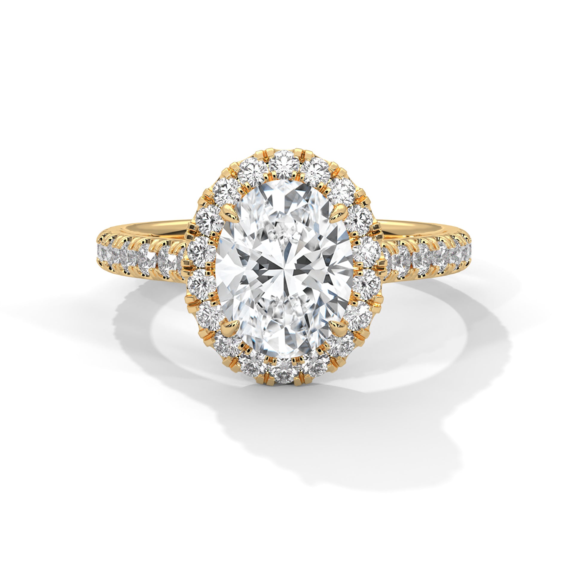 18KT Gold Plated 2.61 CT Oval Cut Halo Solitaire Diamond Ring