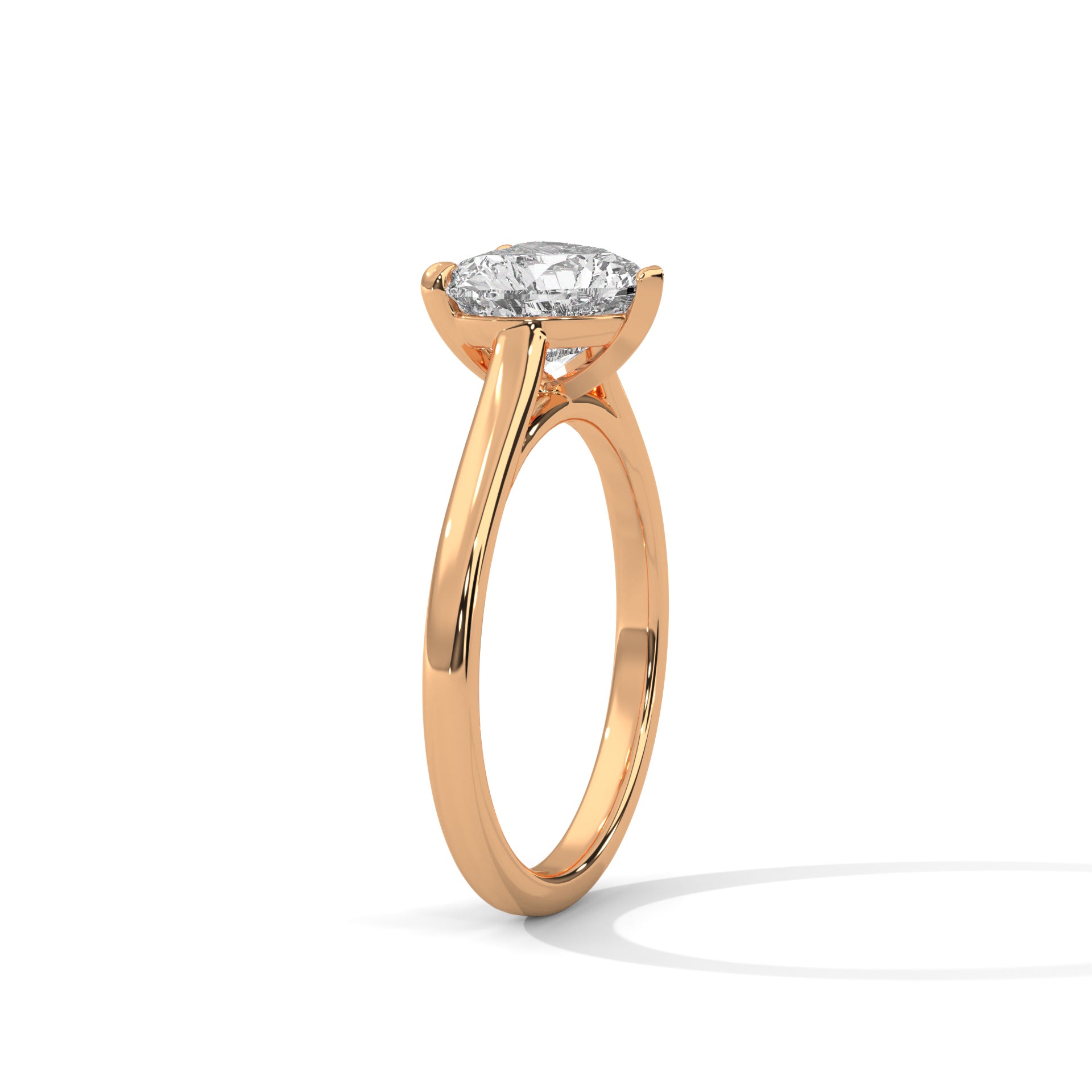 Gold 1 Ct Heart Shape Solitaire Diamond Ring For Women