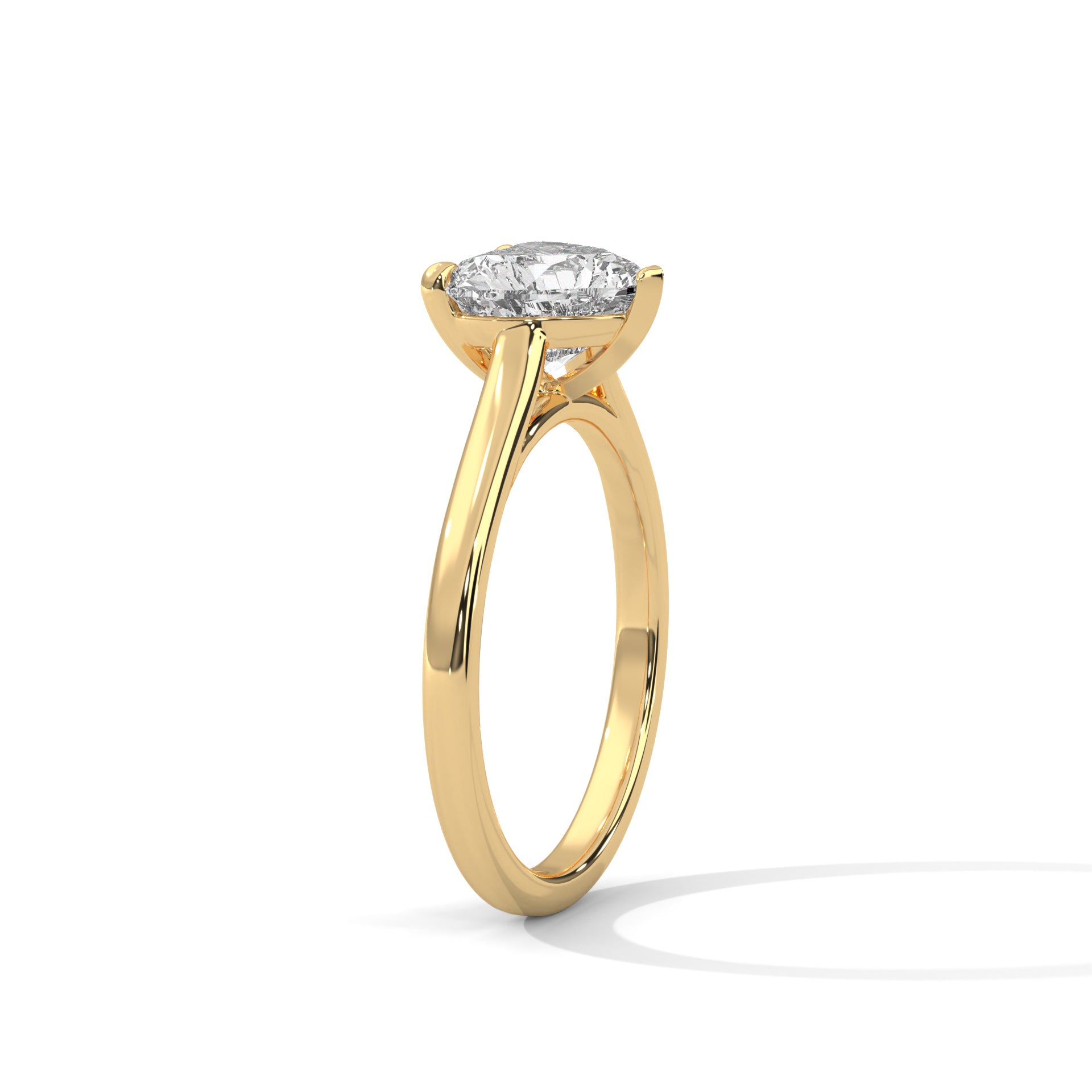 Gold 1 Ct Heart Shape Solitaire Diamond Ring For Women