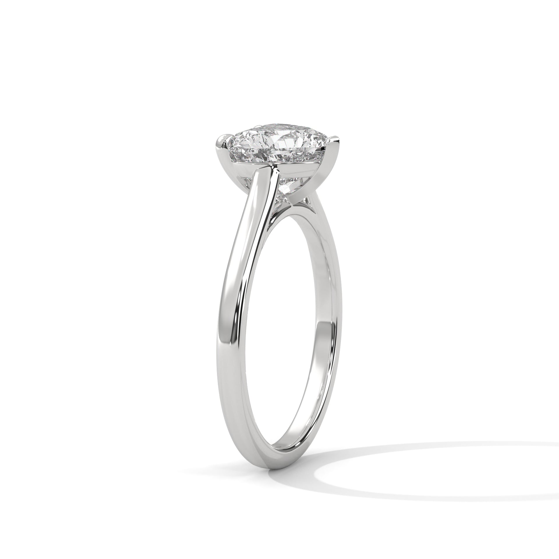 Gold 1 Ct Heart Shape Solitaire Diamond Ring For Women