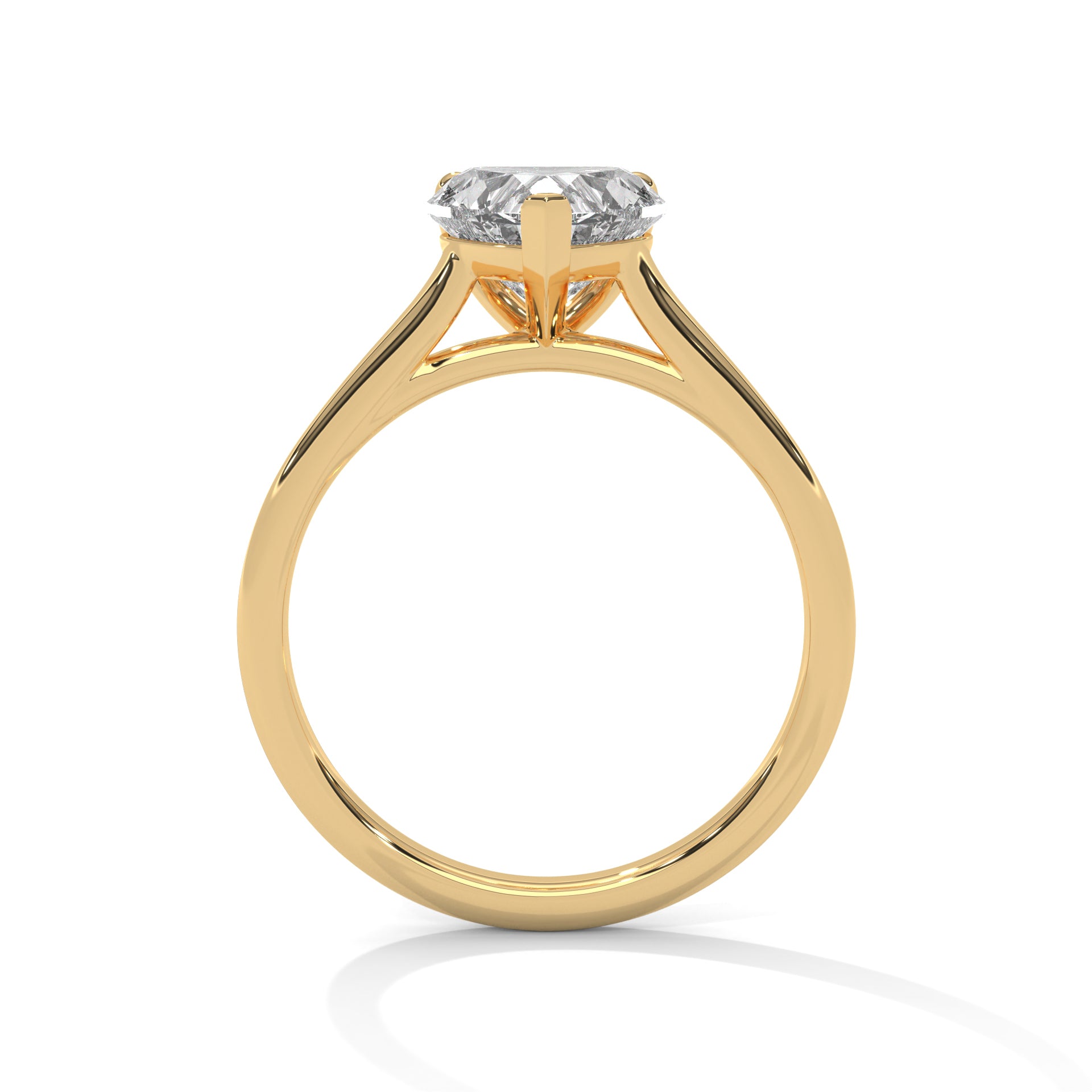 Gold 1 Ct Heart Shape Solitaire Diamond Ring For Women