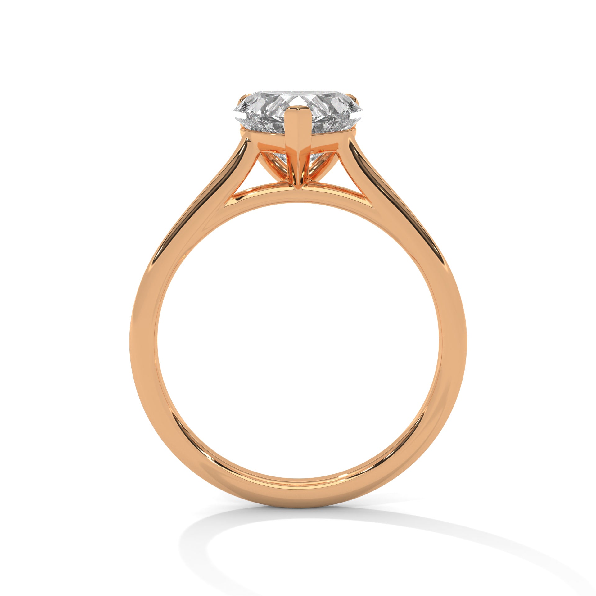 Gold 1 Ct Heart Shape Solitaire Diamond Ring For Women