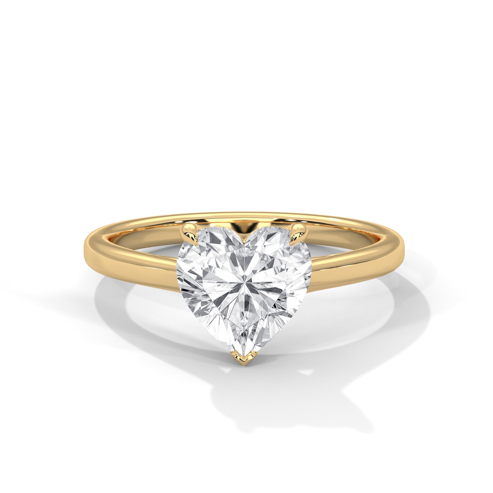 Gold 1 Ct Heart Shape Solitaire Diamond Ring For Women