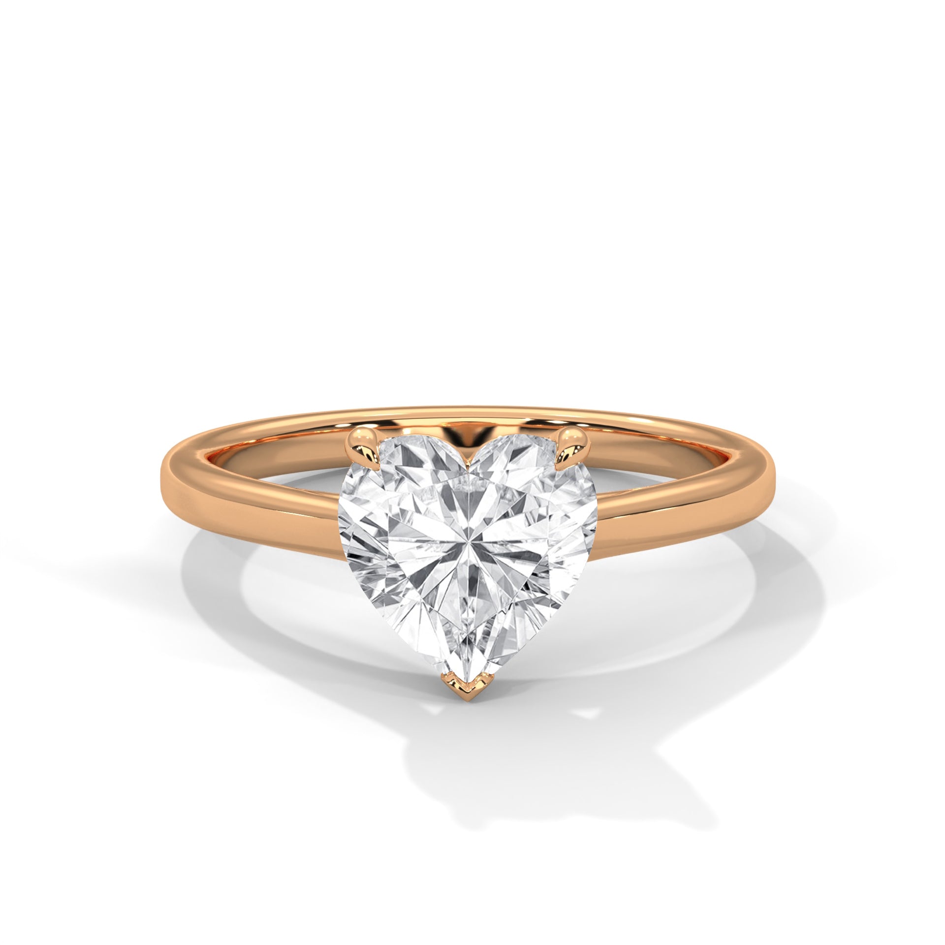 Gold 1 Ct Heart Shape Solitaire Diamond Ring For Women