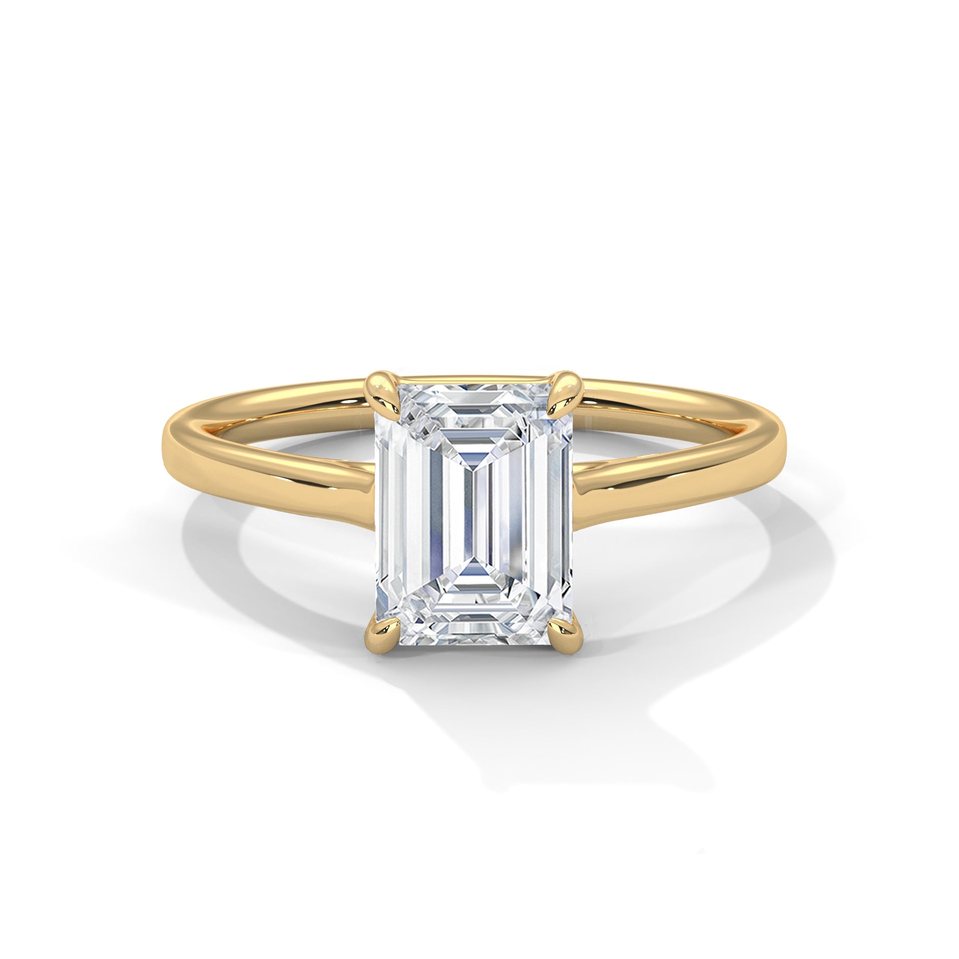 18KT Gold Plated 2 Carat Emerald Cut Solitaire Ring