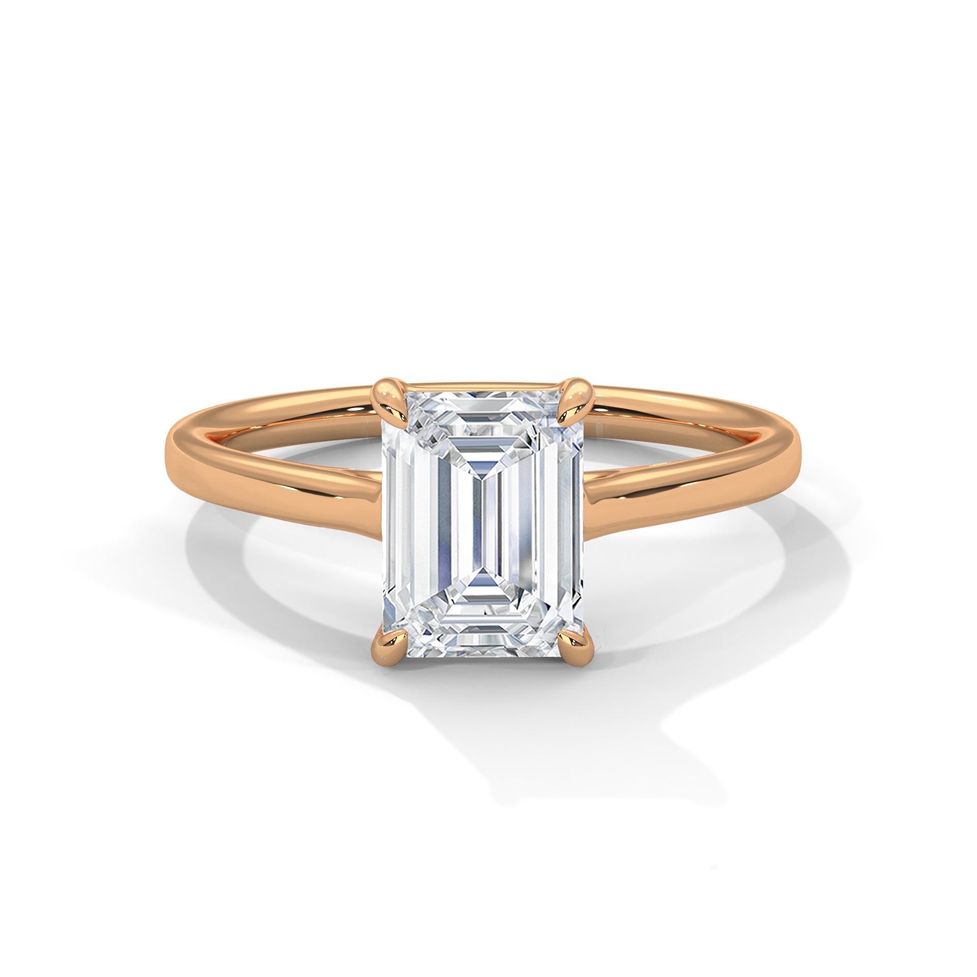 18KT Gold Plated 2 Carat Emerald Cut Solitaire Ring