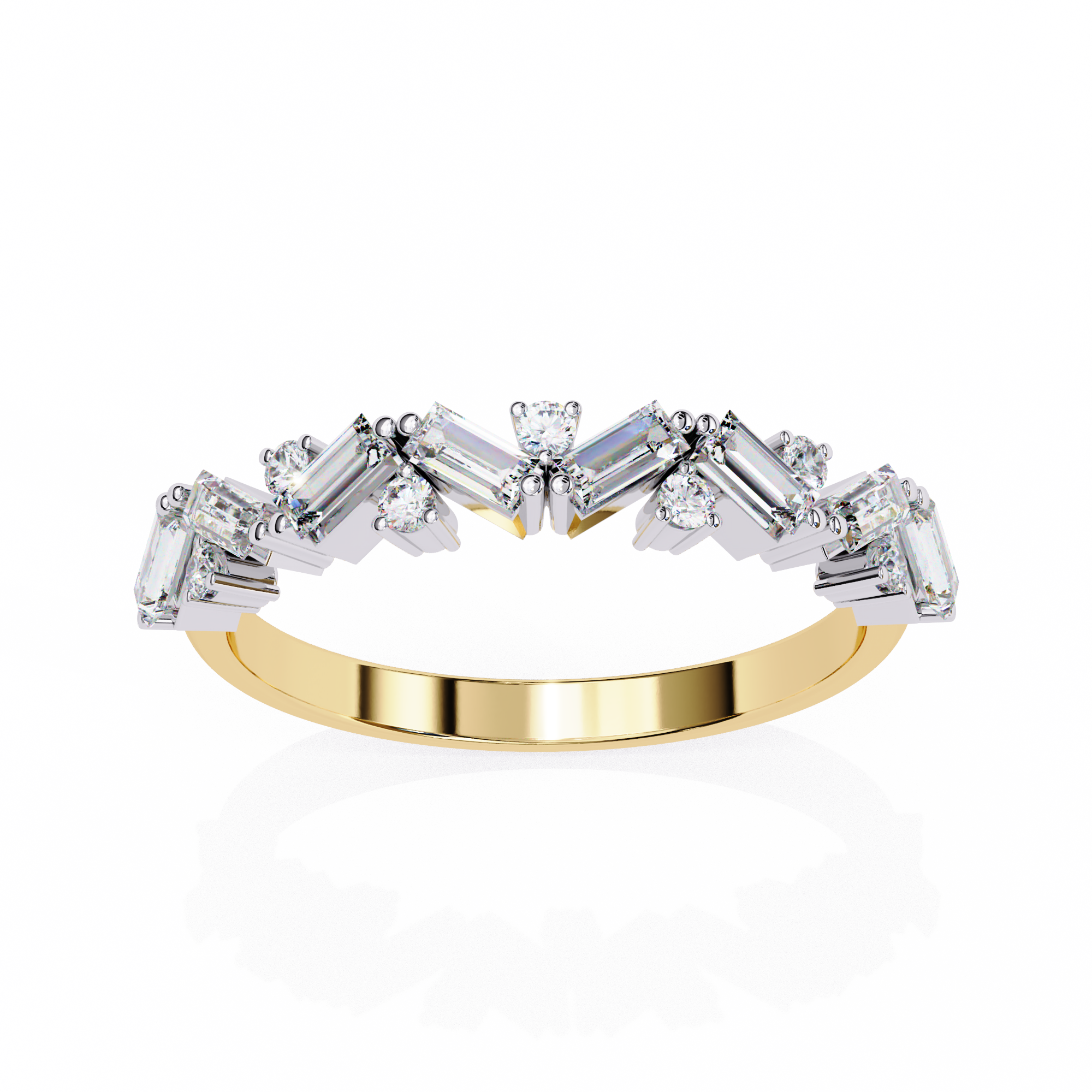 18KT Gold Plated 0.50 carat Round & bugget Cut Twinelle Pavé Ring