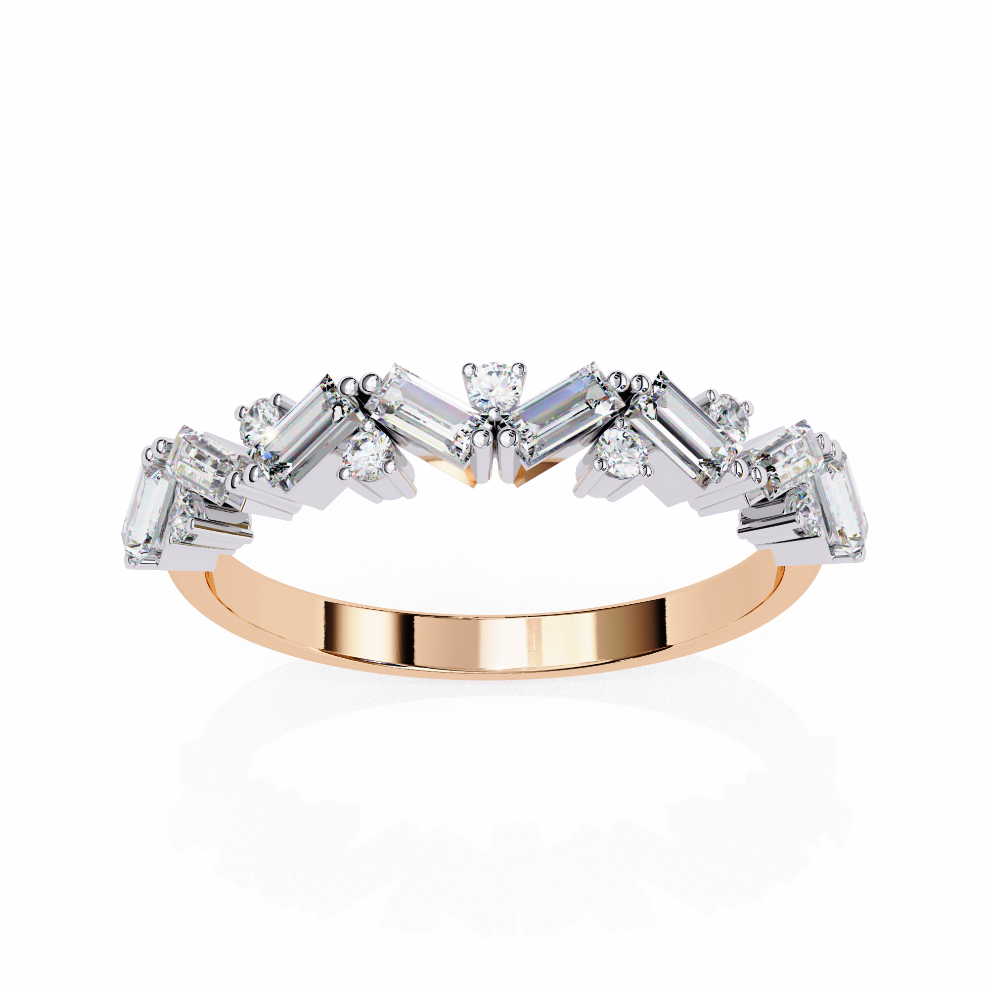 18KT Gold Plated 0.50 carat Round & bugget Cut Twinelle Pavé Ring