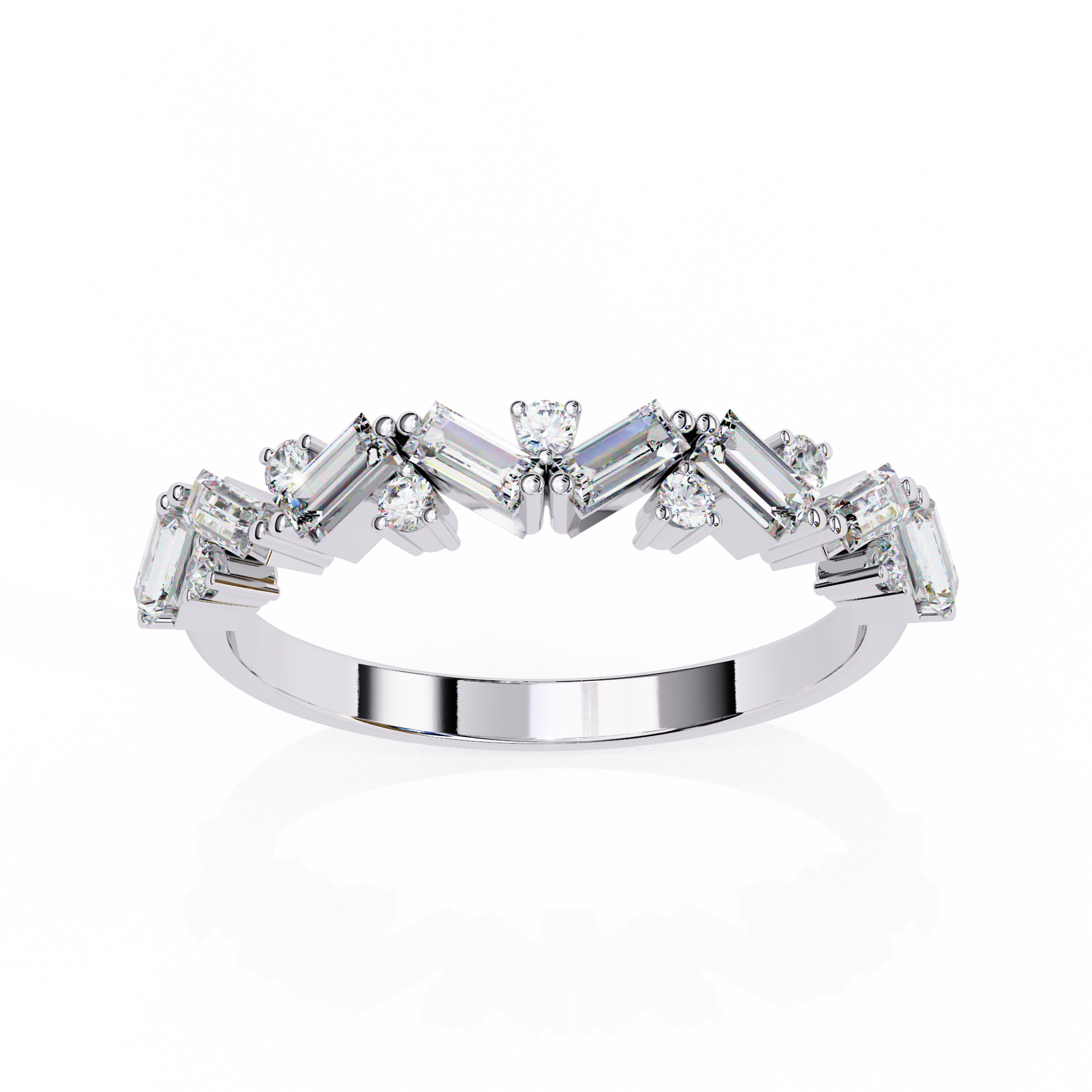 18KT Gold Plated 0.50 carat Round & bugget Cut Twinelle Pavé Ring