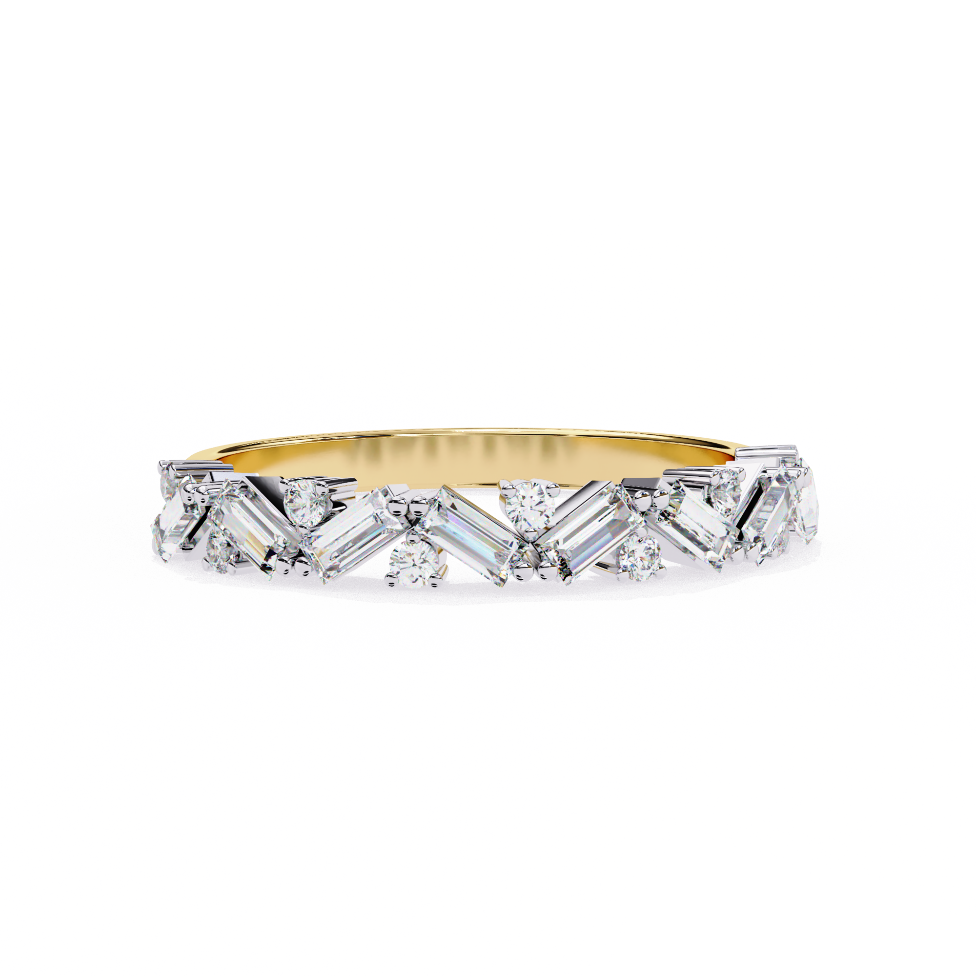 18KT Gold Plated 0.50 carat Round & bugget Cut Twinelle Pavé Ring