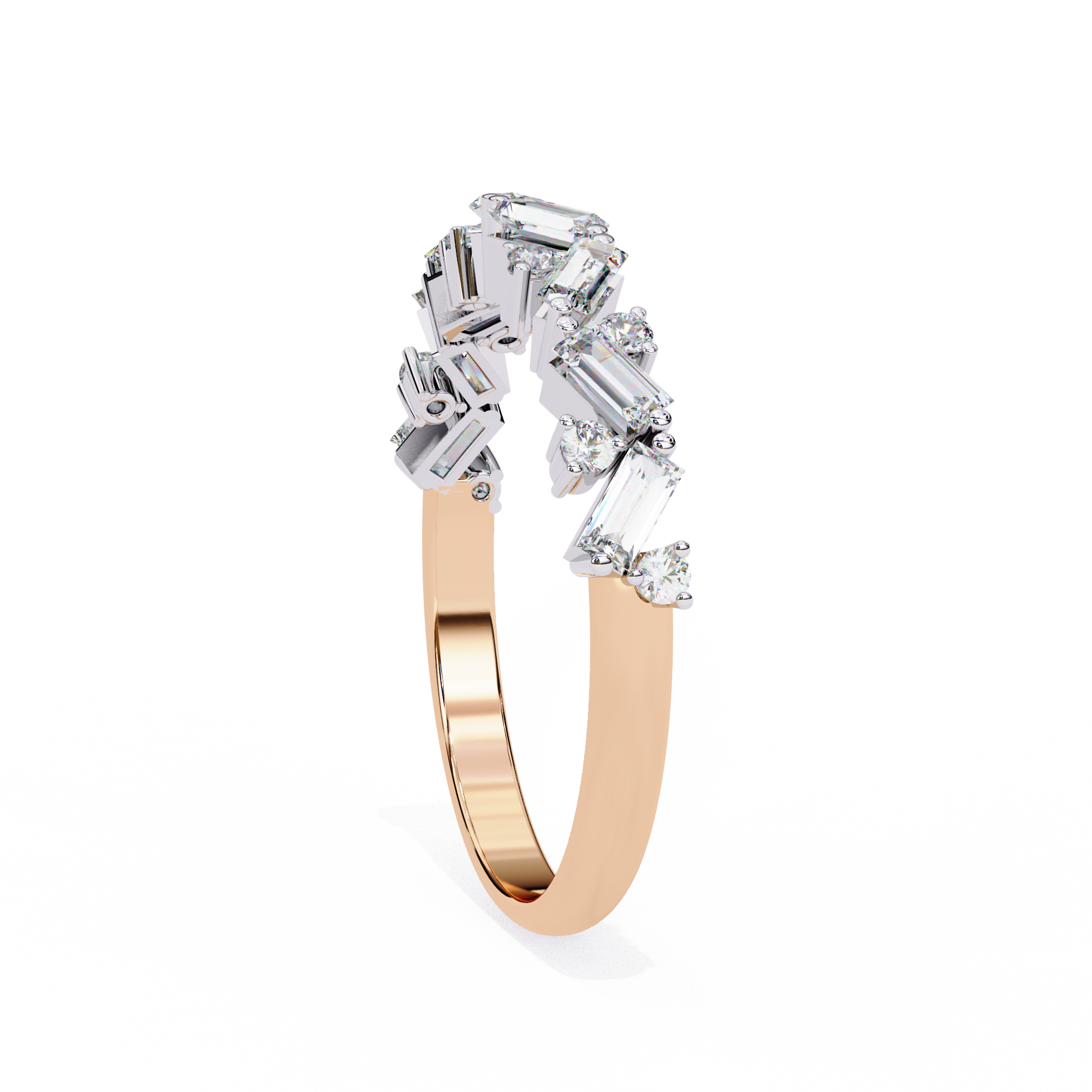 18KT Gold Plated 0.50 carat Round & bugget Cut Twinelle Pavé Ring