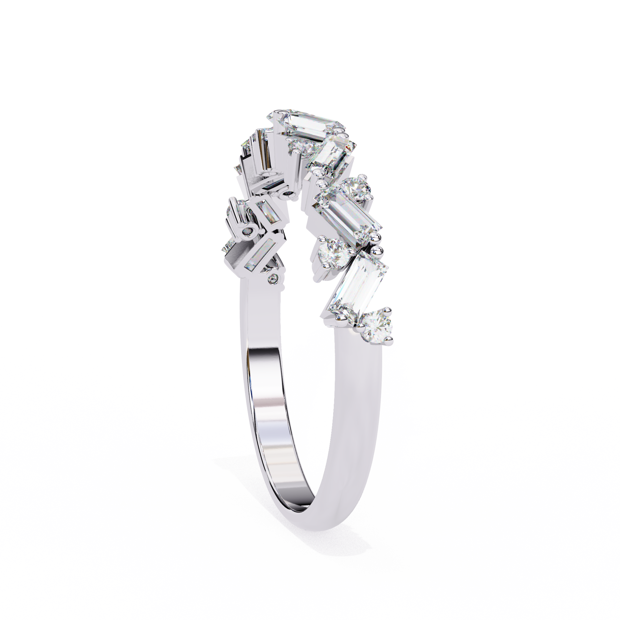 18KT Gold Plated 0.50 carat Round & bugget Cut Twinelle Pavé Ring