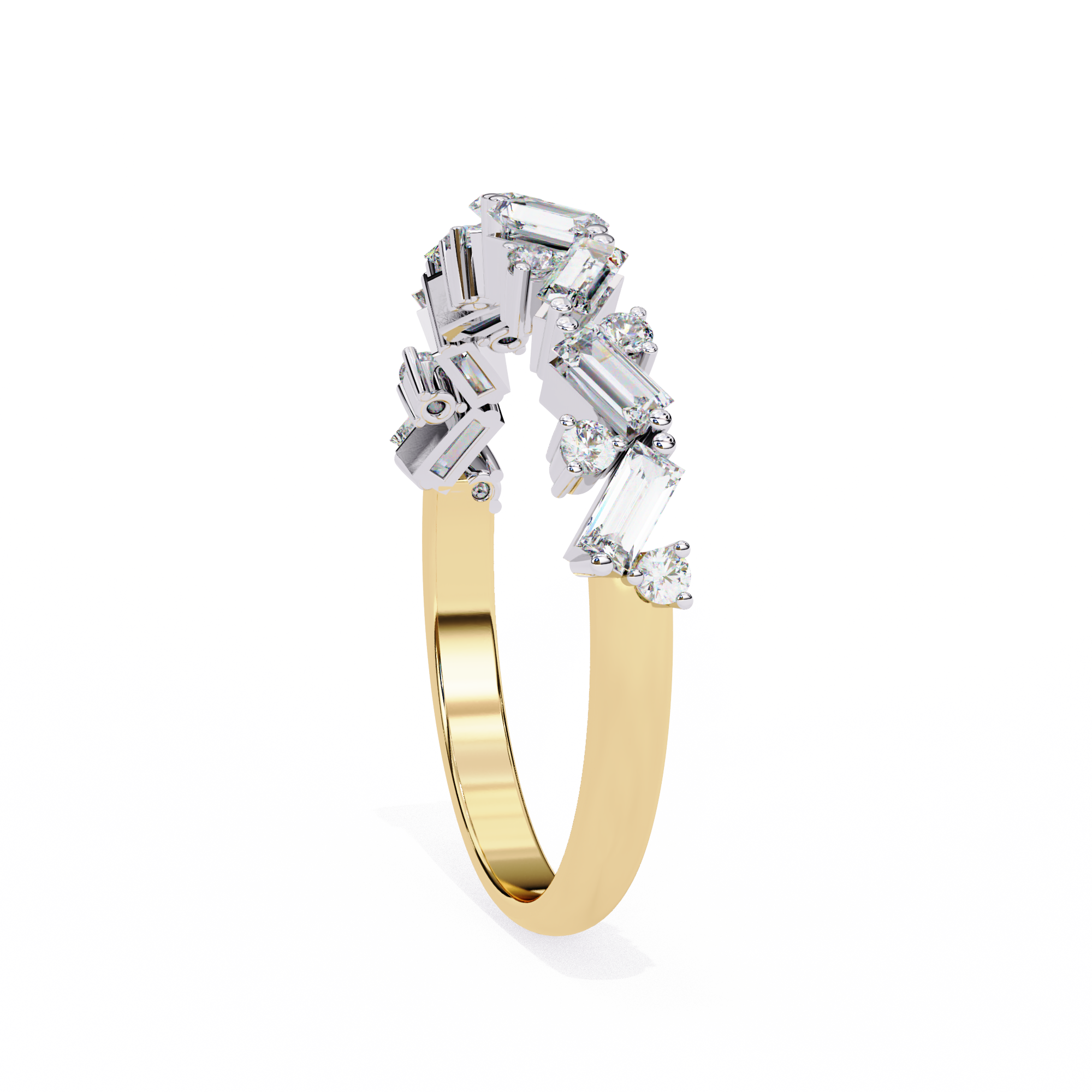 18KT Gold Plated 0.50 carat Round & bugget Cut Twinelle Pavé Ring