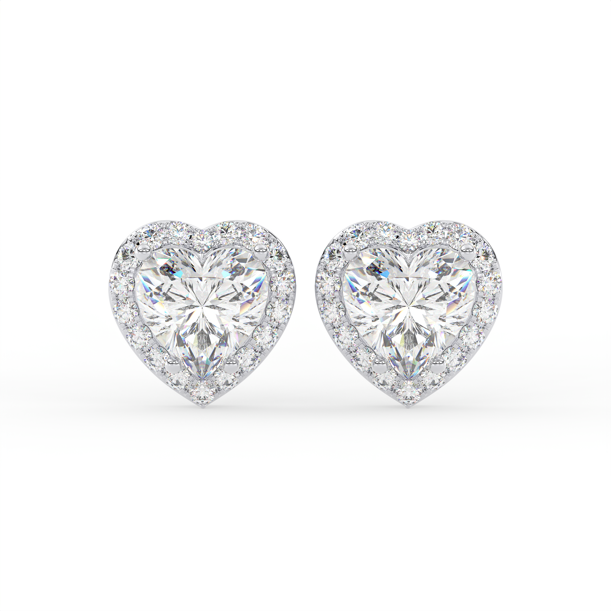 14 KT Gold Plated Heart-shaped halo solitaire stud earrings