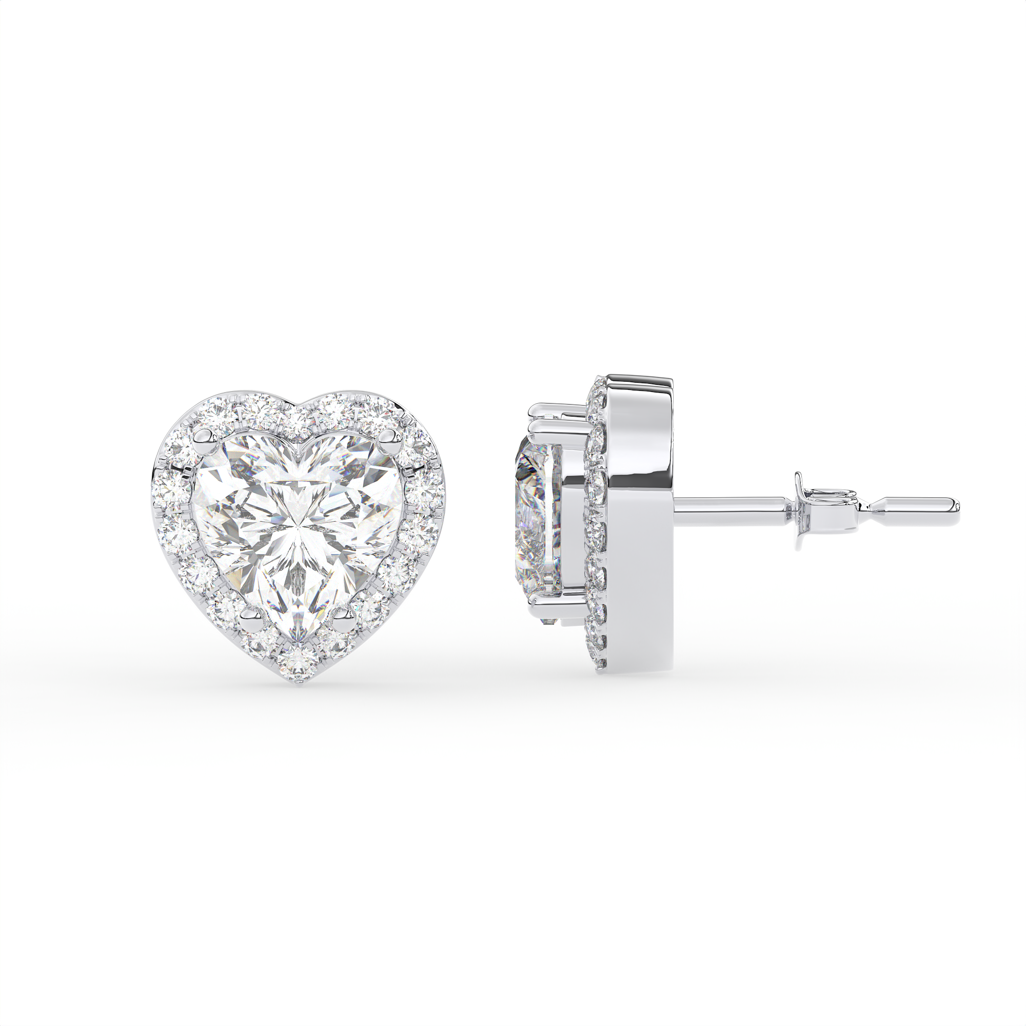 14 KT Gold Plated Heart shaped halo stud earrings