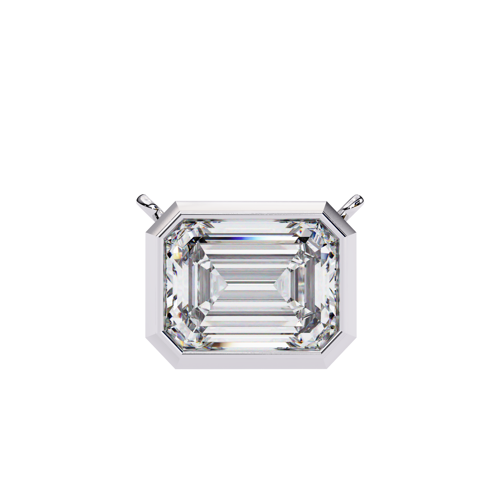 14k Gold plated moissanite emerald cut Diamond pandent with chain