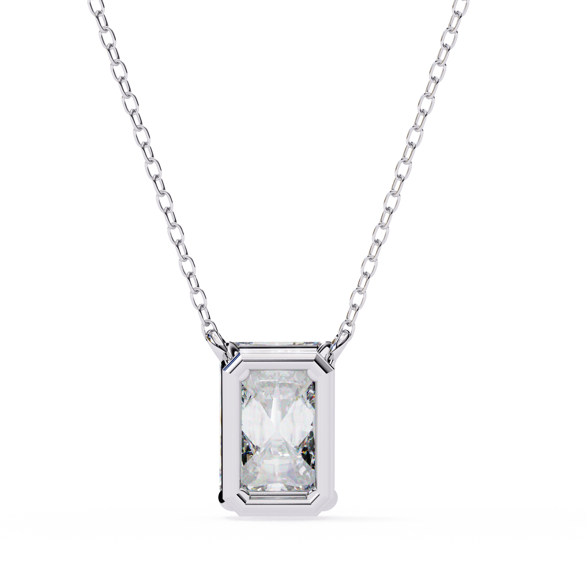 18k Gold plated Emerald Cut Diamond Pendent with chain