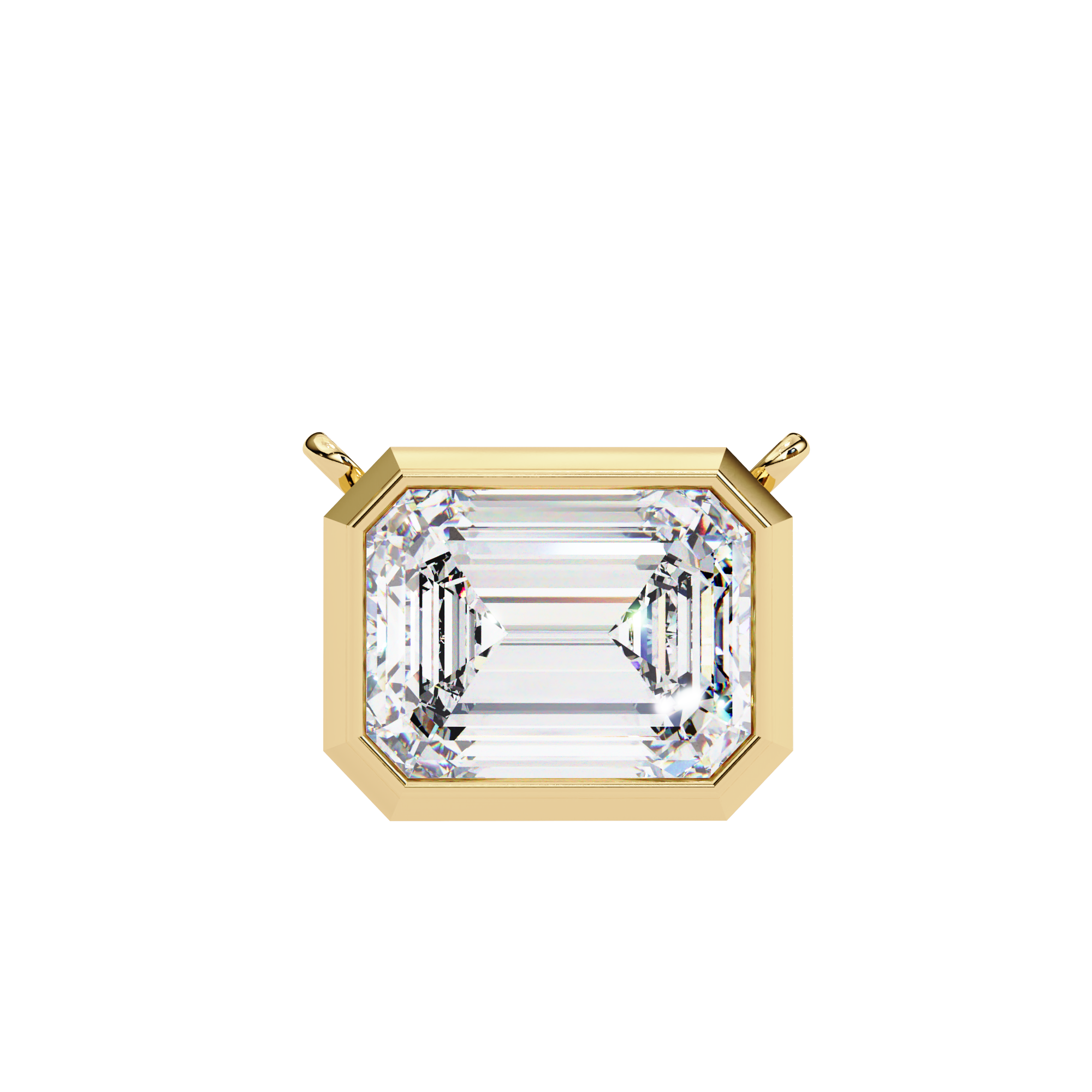 14k Gold plated moissanite emerald cut Diamond pandent with chain