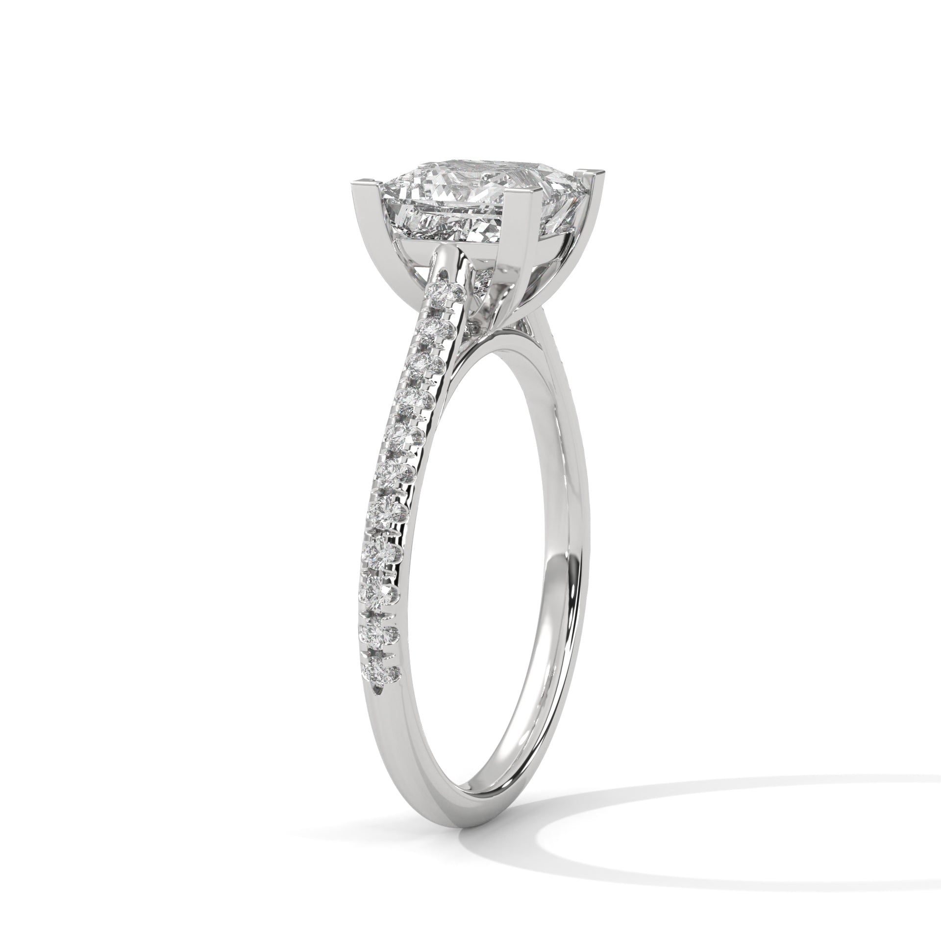 Silver 1.22 Ct Princess Cut Solitaire Diamond Ring For Women