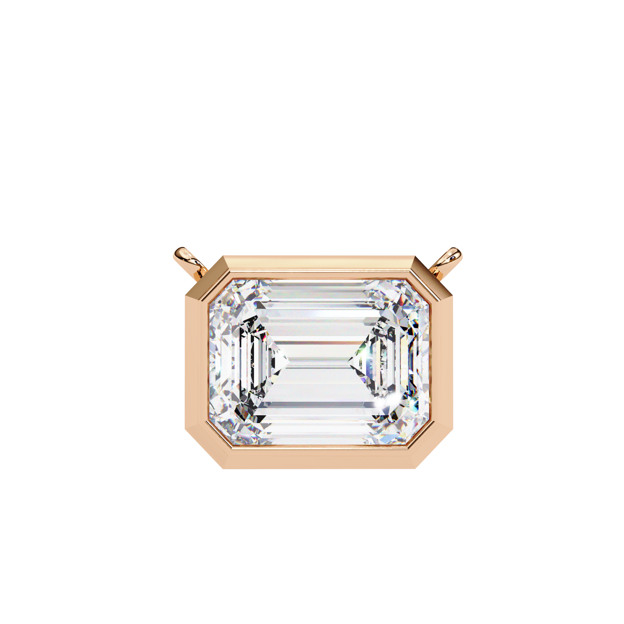 14k Gold plated moissanite emerald cut Diamond pandent with chain