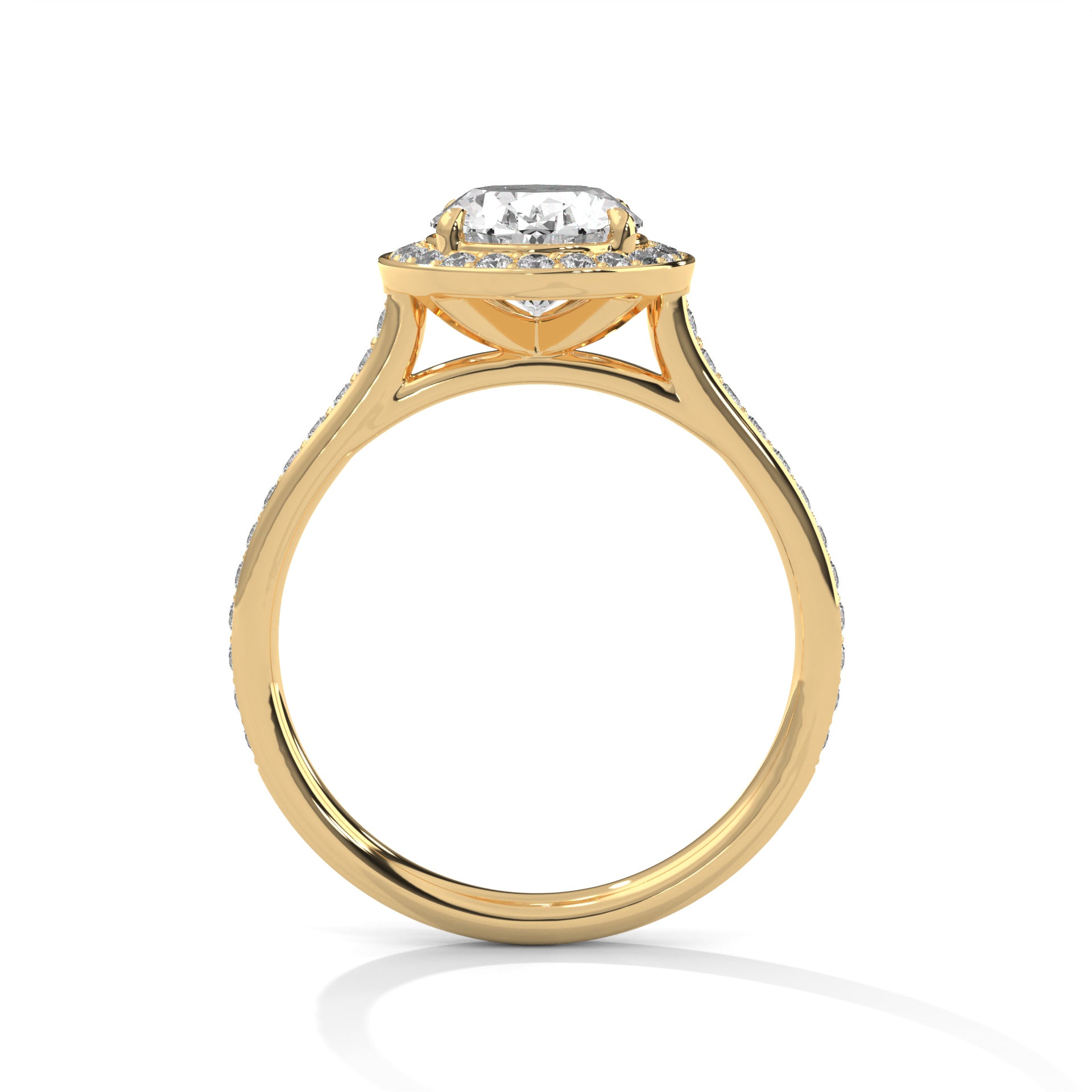 18KT Gold Plated Oval Cut Halo Solitaire moissanite Diamond Ring For Women