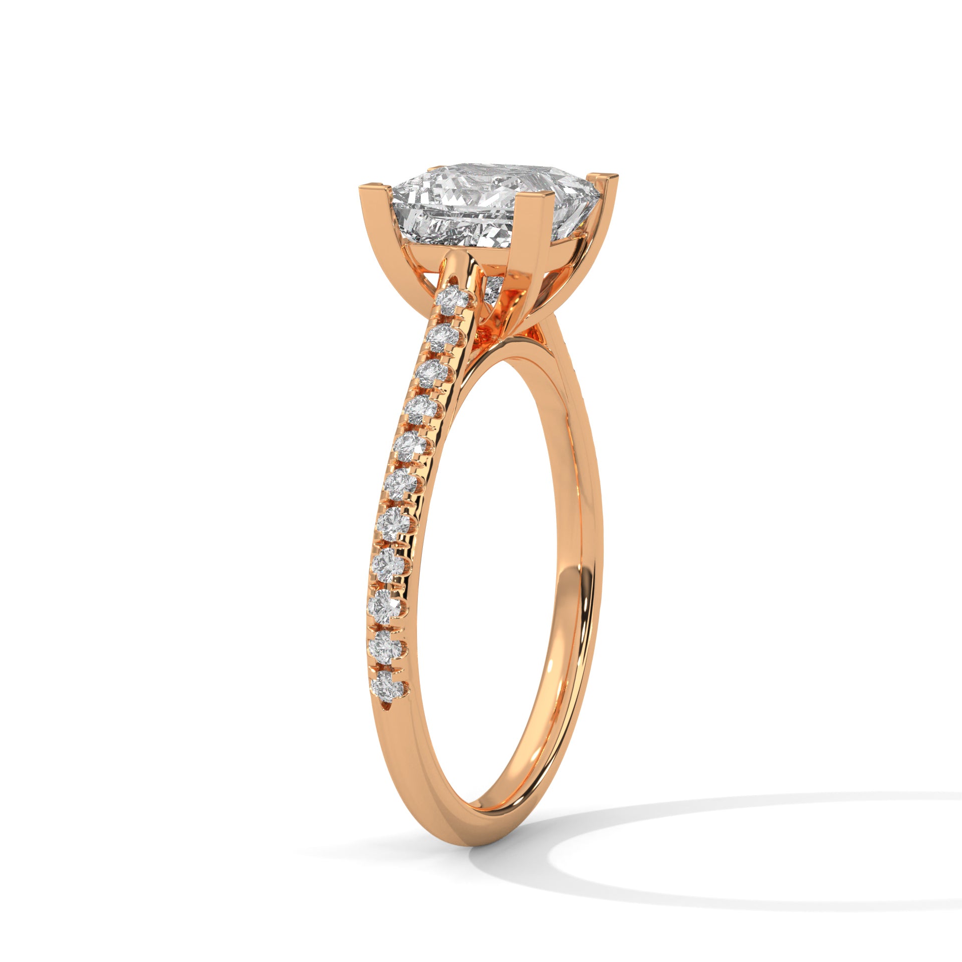 Silver 1.22 Ct Princess Cut Solitaire Diamond Ring For Women