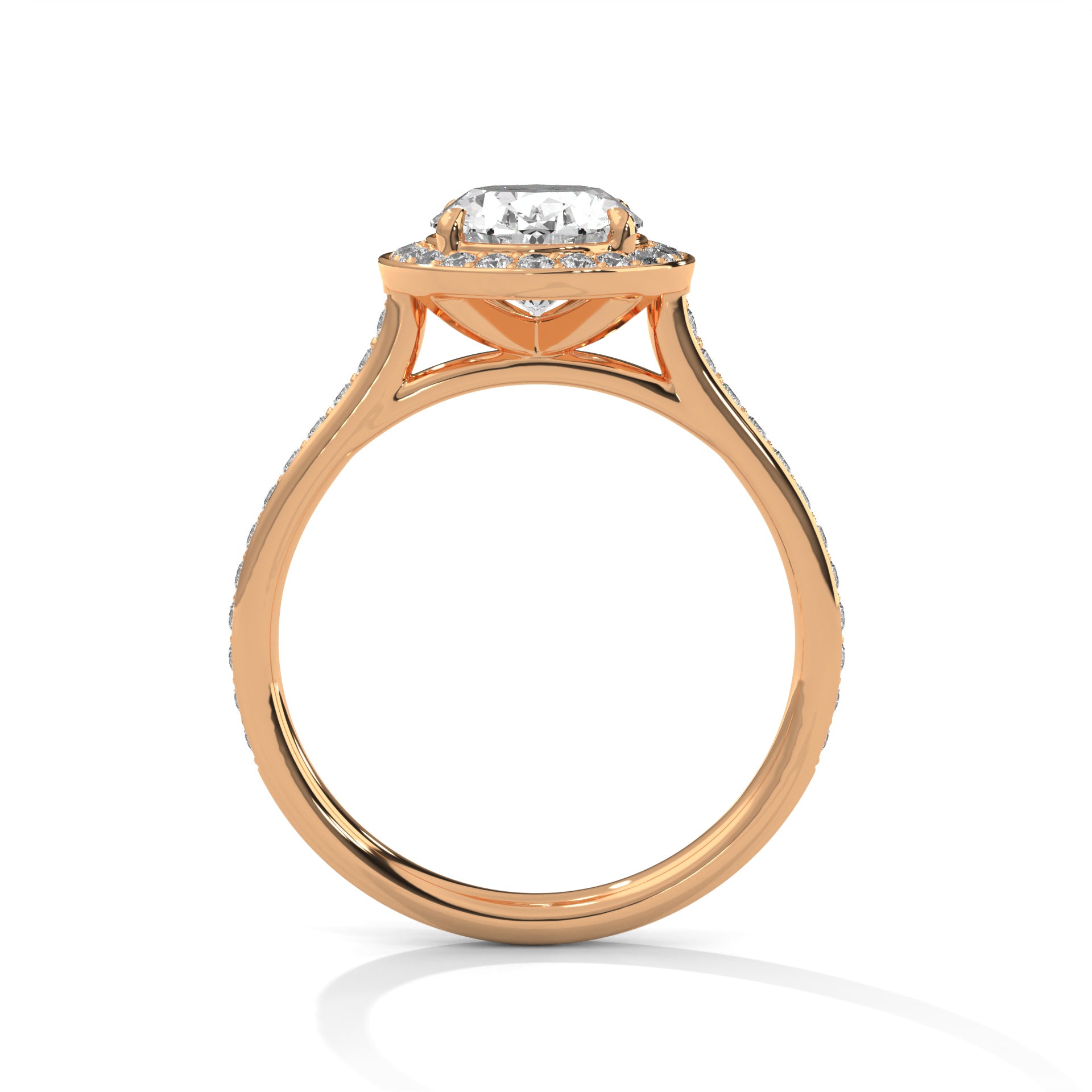 18KT Gold Plated Oval Cut Halo Solitaire moissanite Diamond Ring For Women
